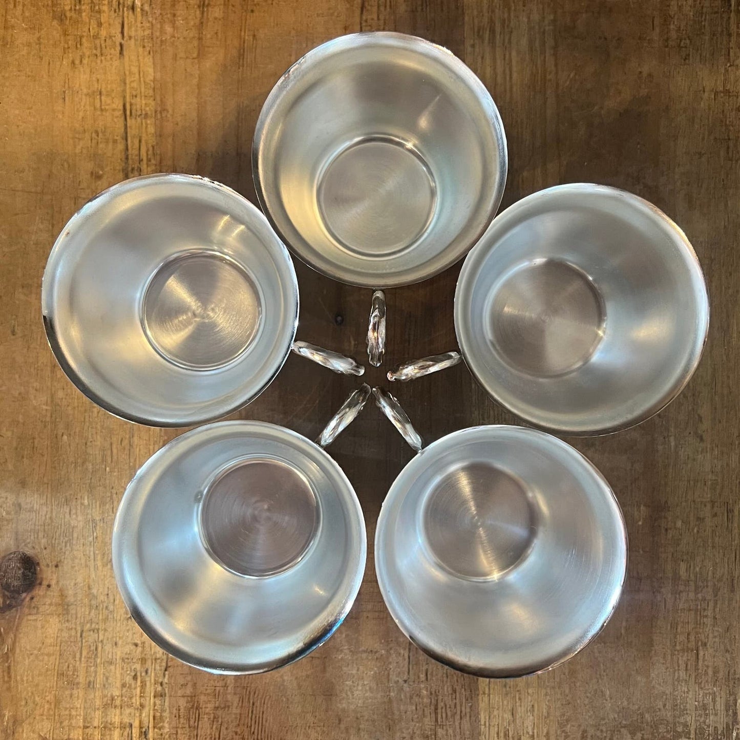 Vintage Set of 5 Silverplated Handled Punch Cups