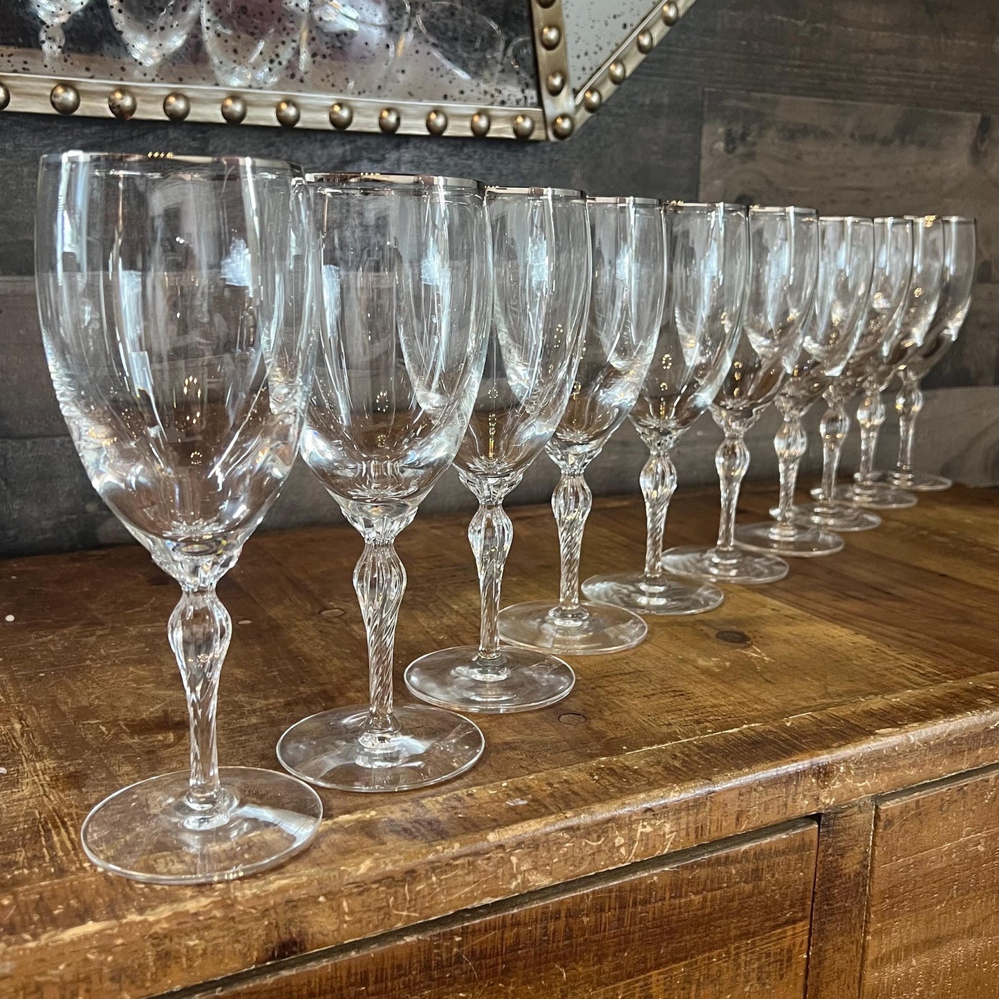 Vintage Lenox Crystal Madison Platinum Rim Iced Tea Glasses - Set of 10
