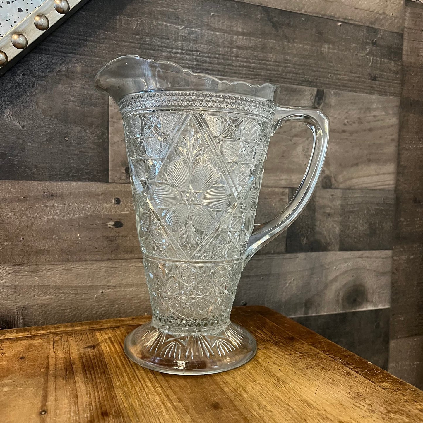 Vintage Rayed Flower EAPG Pitcher