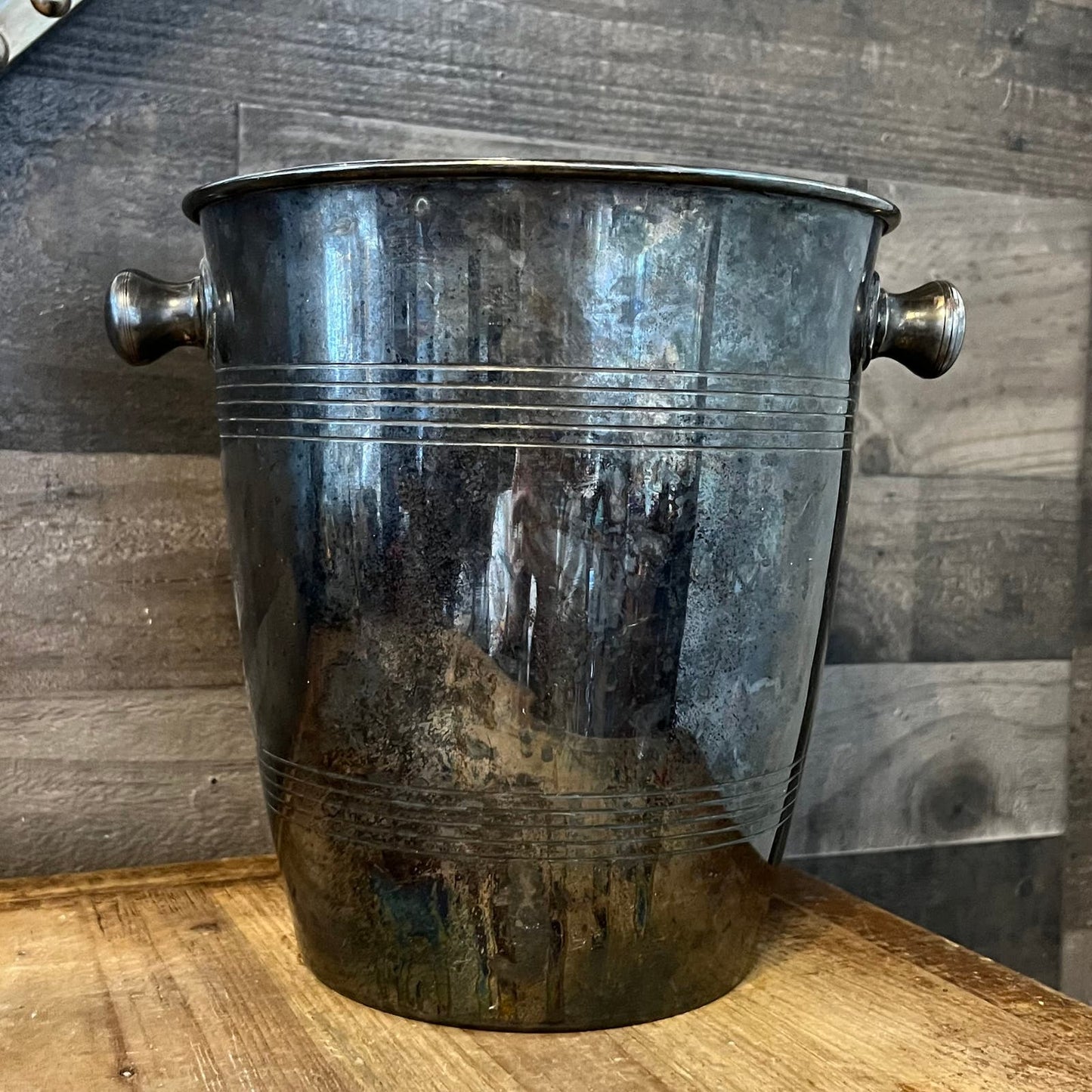Vintage Silverplated Etched Palm Tree Champagne Bucket - Ice Bucket