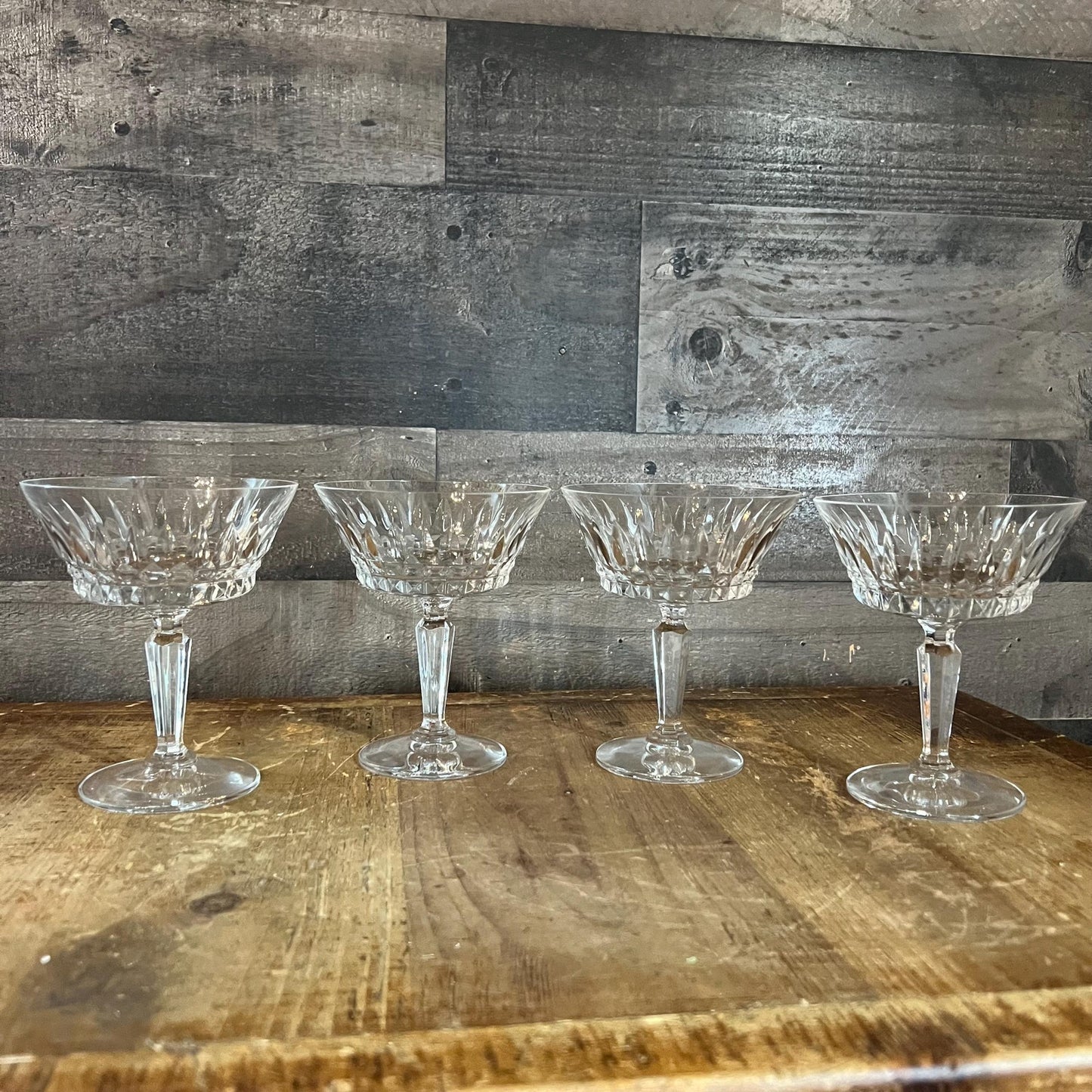 Mikasa Crystal Wimbledon Champagne Glasses - Cocktail Coupes - Tall Sherbet Glasses - Set of 4