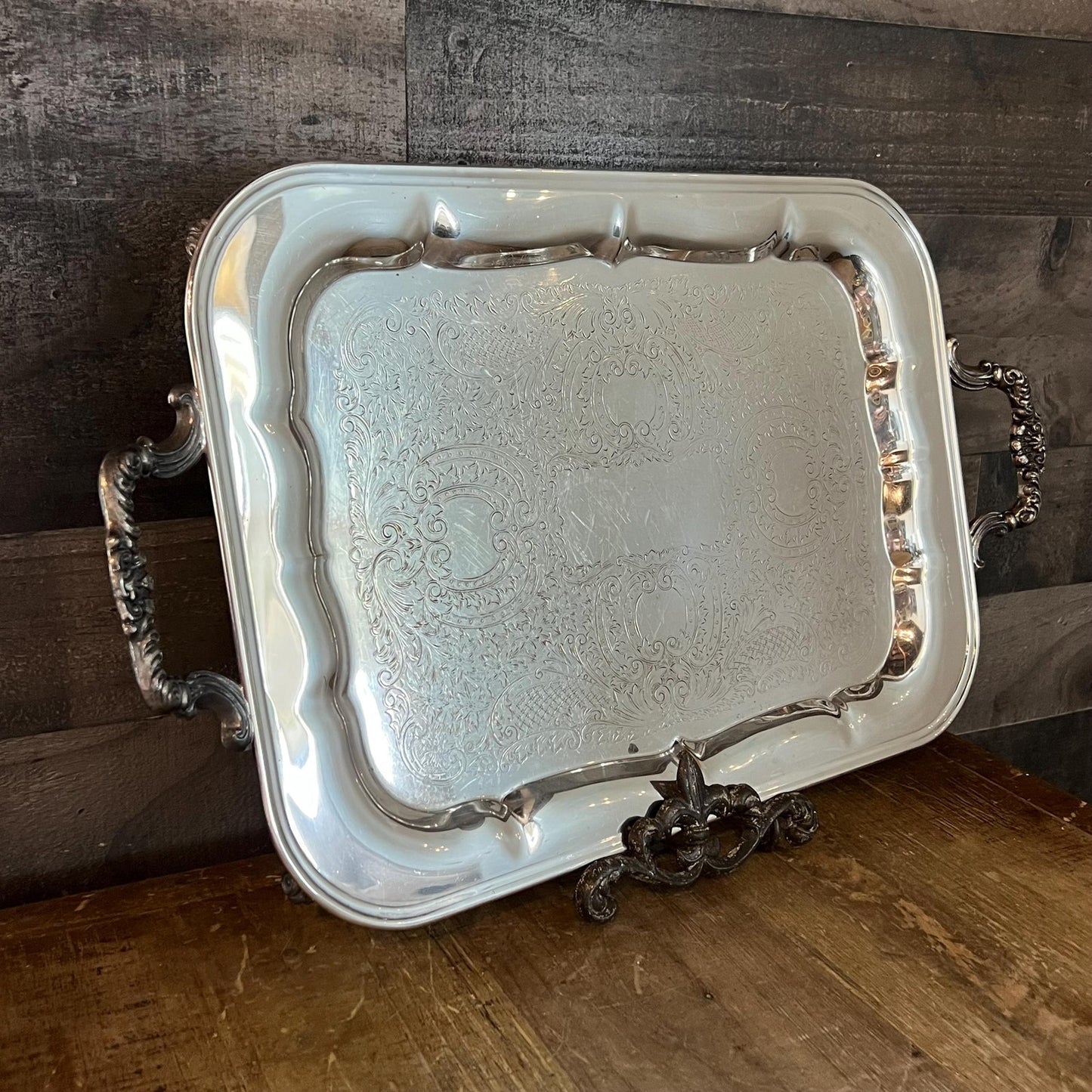FB Rogers Silver Co Rectangular Handled Footed Tray
