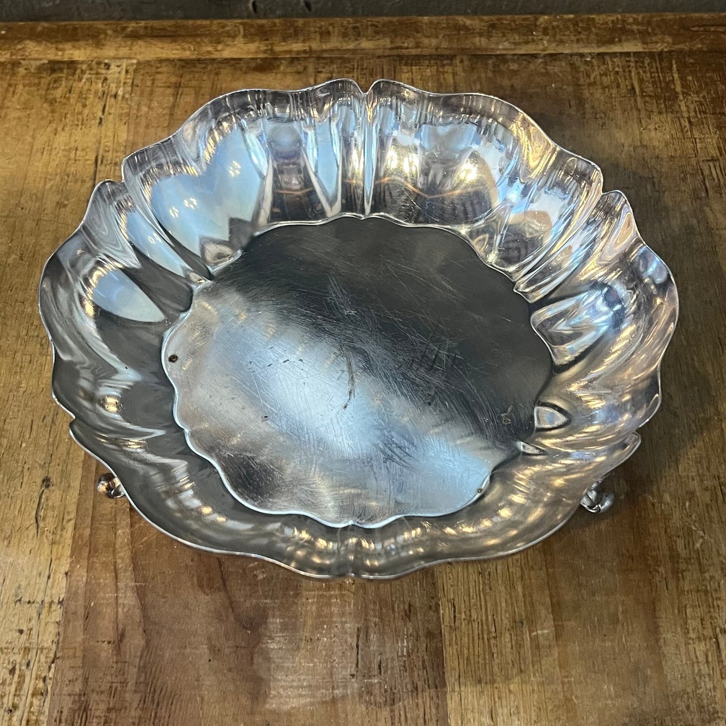 Vintage WM A Rogers Silverplated Round Footed Serving Dish