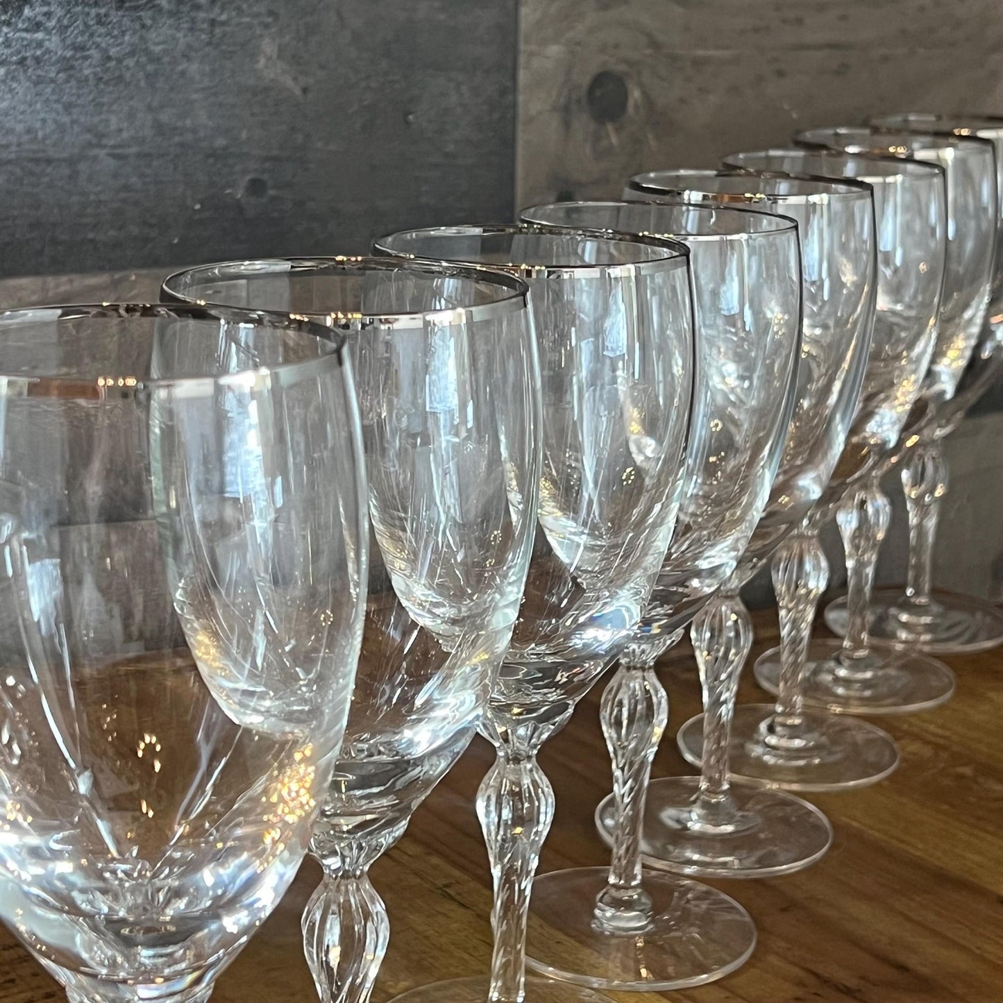Vintage Lenox Crystal Madison Platinum Rim Iced Tea Glasses - Set of 10