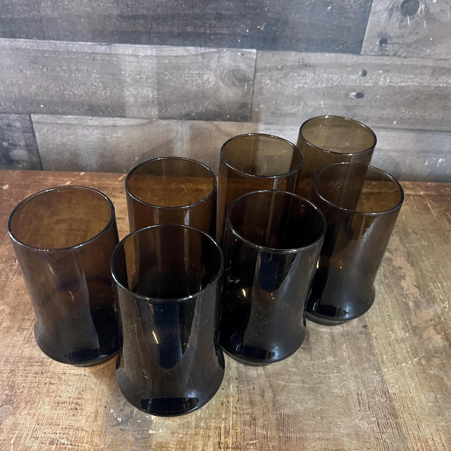 Libbey Glass Company Brown Tawny Impromptu Flat Tumbler Glasses - Set of 7
