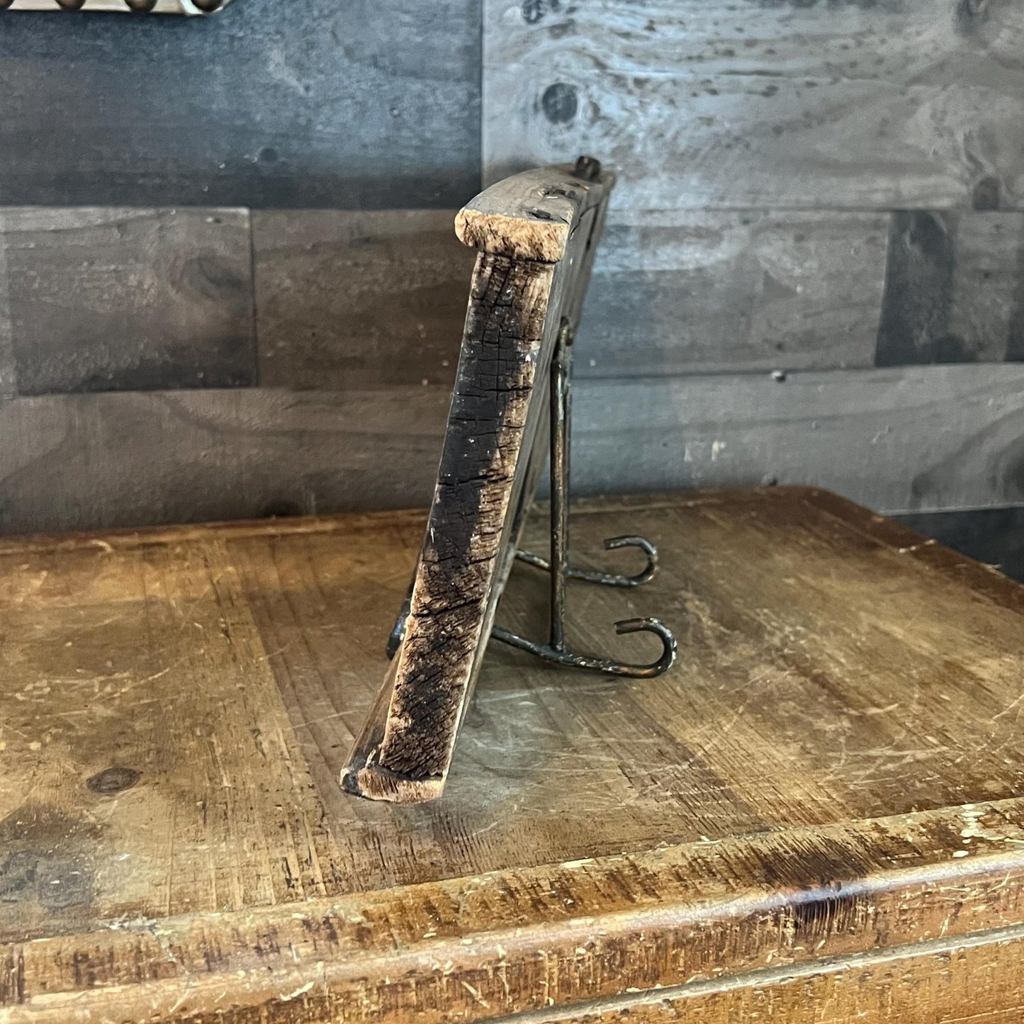 Antique Rustic Wooden and Metal Rectangular Slicer - Primitive Kitchen - Cabbage Cutter
