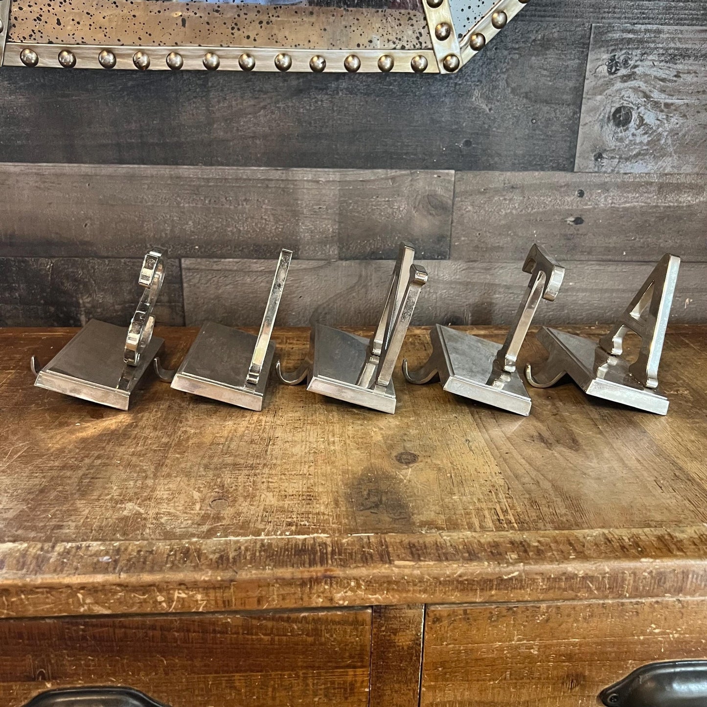 Vintage Silver Tone SANTA Stocking Holders - Set of 5 Letters