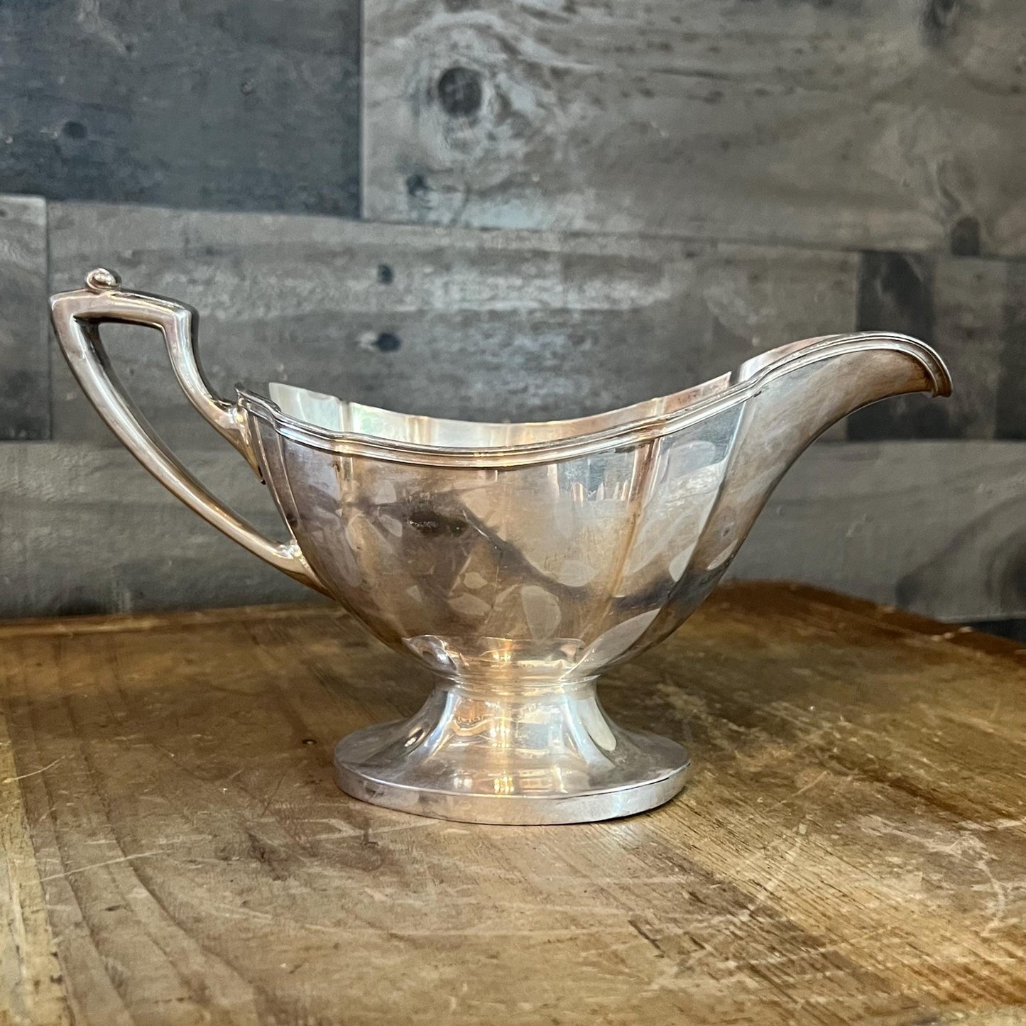 Vintage Silverplated Pedestal Gravy Boat - Sauce Server