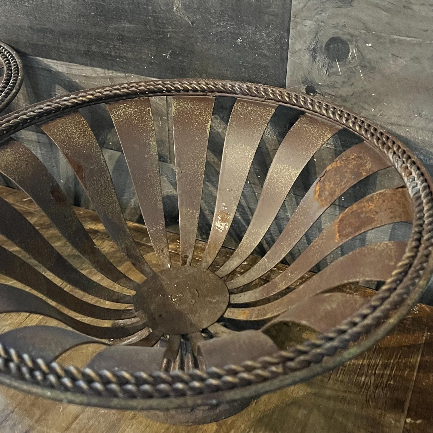 Vintage Rustic Metal Footed Planters - Pair