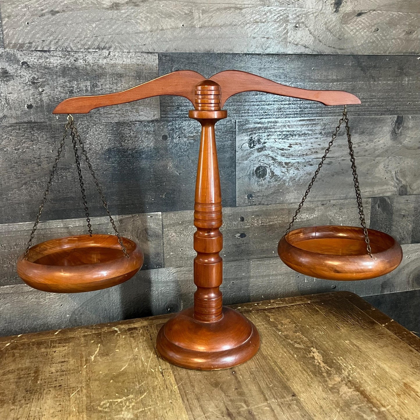 Vintage Wooden Balance Scale - Scale of Justice - Libra Scale