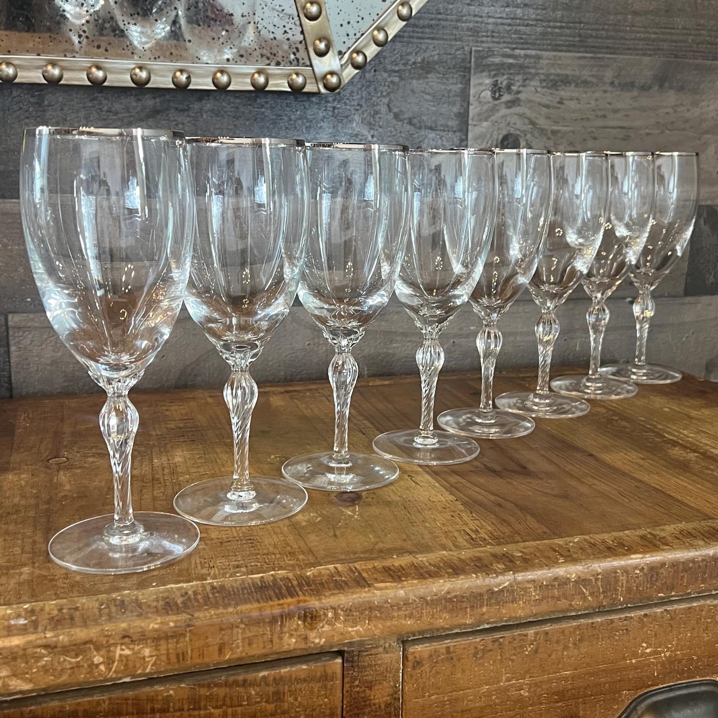 Vintage Lenox Crystal Madison Platinum Rim Iced Tea Glasses - Set of 10