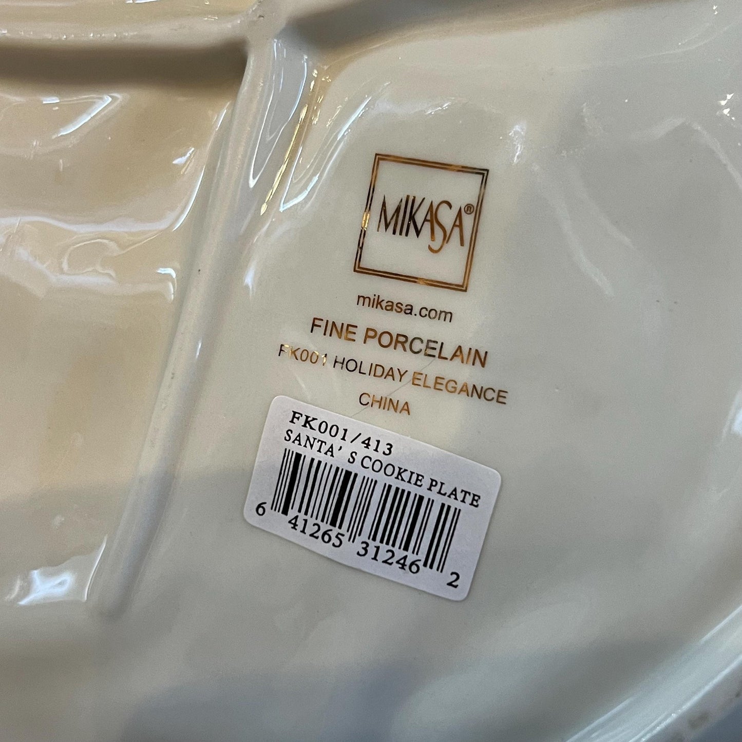 Mikasa Fine Porcelain Ivory and Gold Holiday Elegance Santa’s Cookie Plate