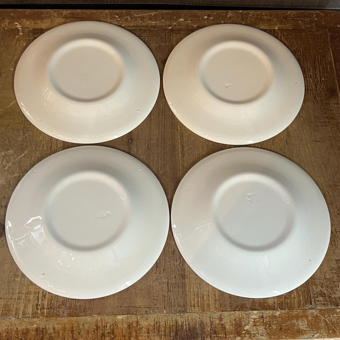 Royal USA Sussex Cavalier Ironstone Brown and White Floral Bread and Butter Plates - Set of 4