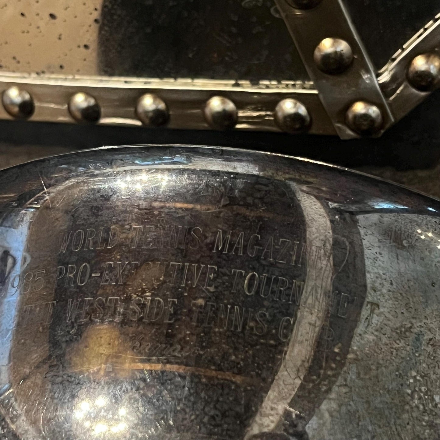 Vintage Silverplated Pedestal Compote Trophy Bowl - World Tennis Magazine 1985 Pro-Executive Tournament The West Side Tennis Club Champion