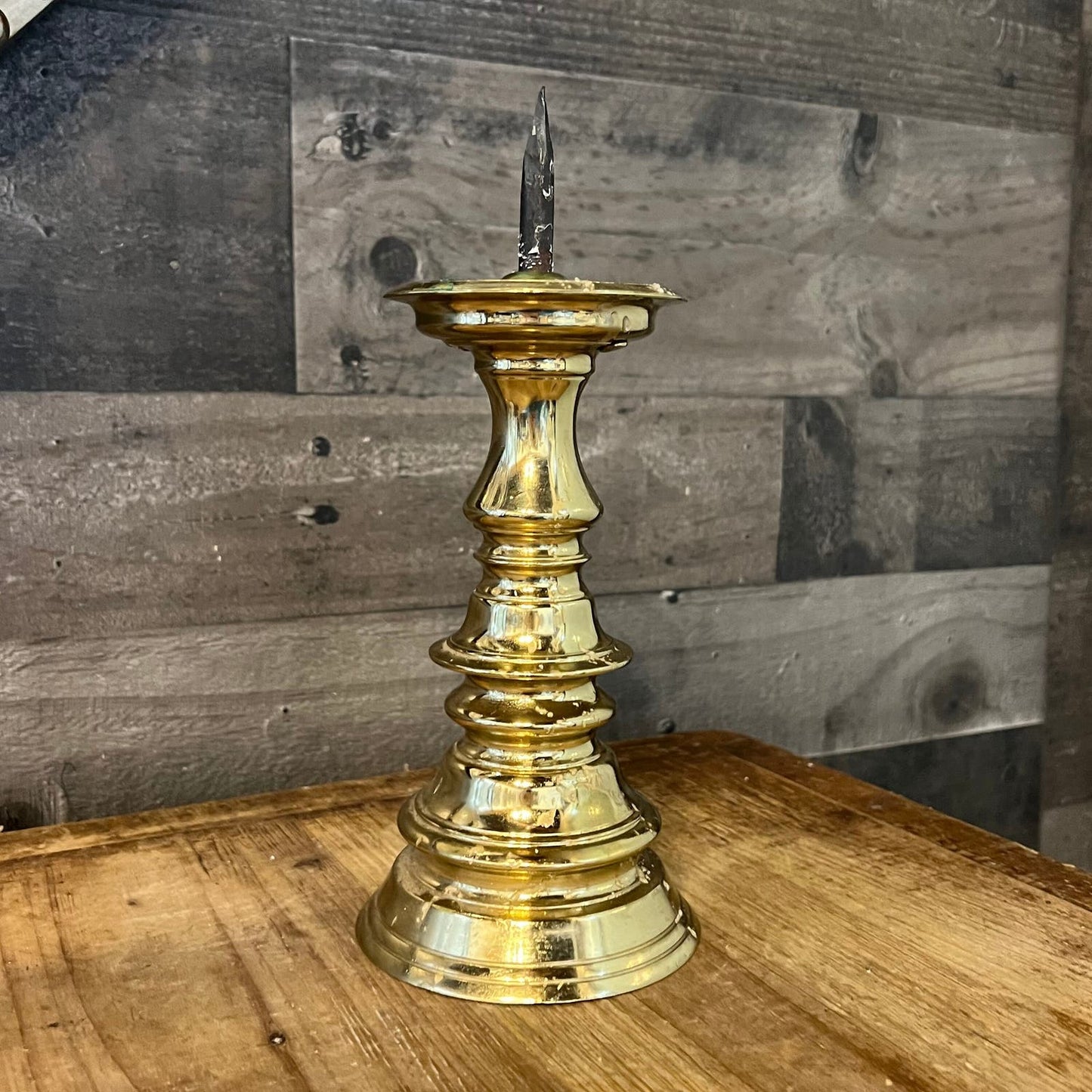 Virginia MetalCrafters Colonial Williamsburg Brass Pillar Spike Candle Holder