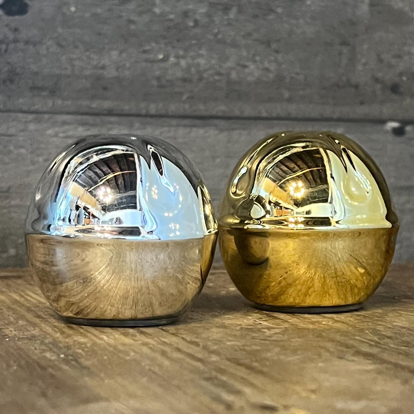 Vintage Hallmark Silver and Gold Jingle Bells Salt and Pepper Shakers