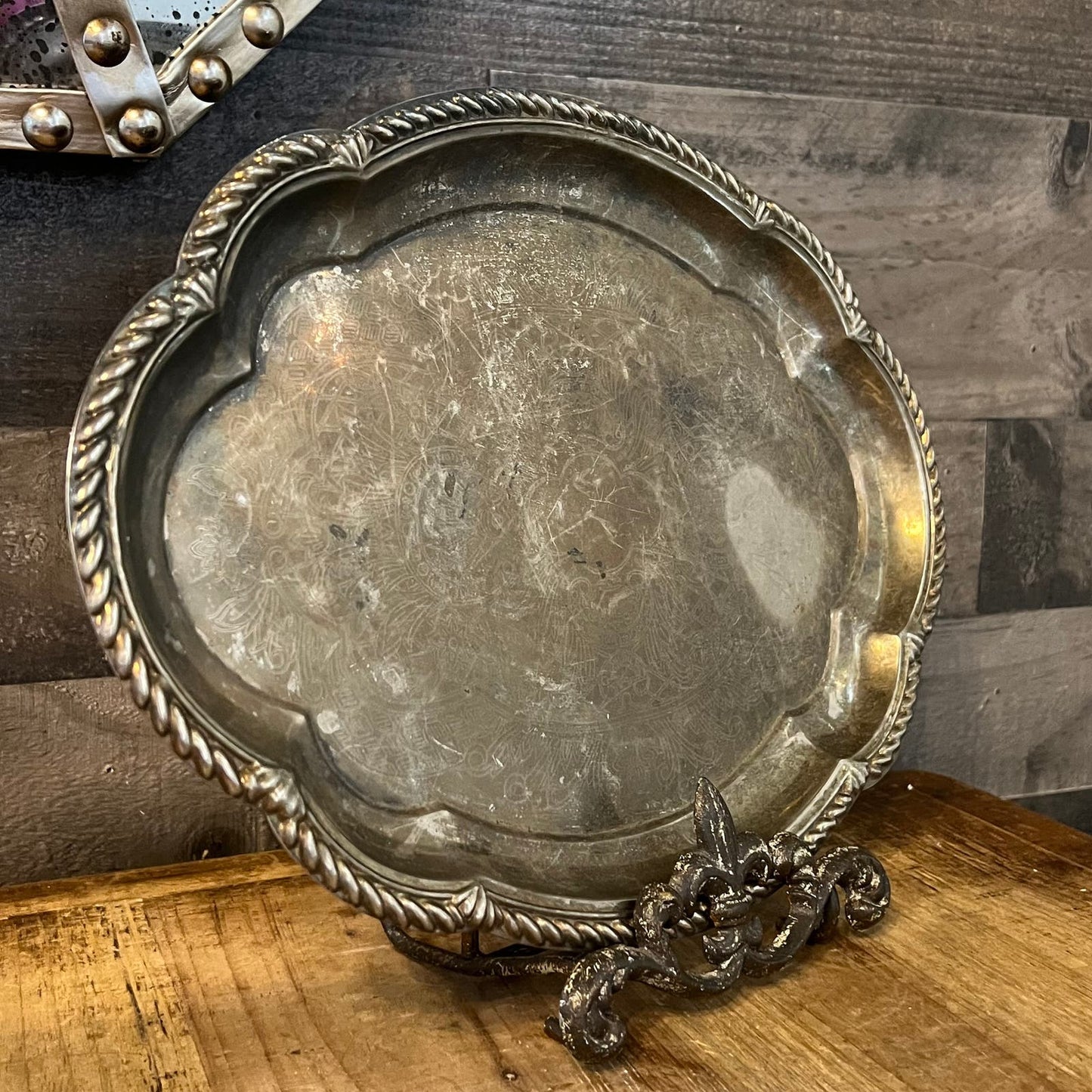 Vintage Silver Plated Scallop Rim Oval Serving Tray - Decor Tray