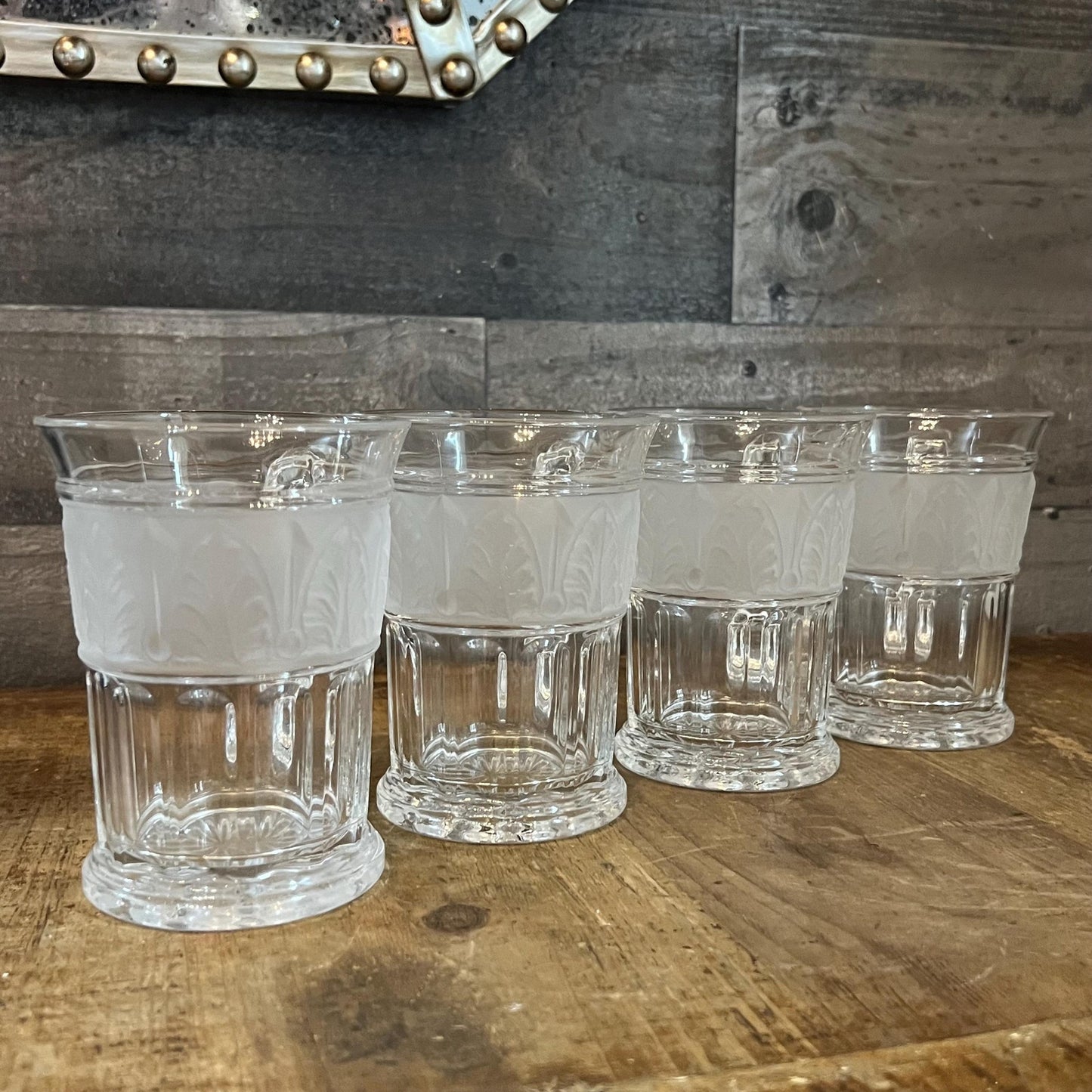 Vintage Set of 4 Crystal Clear Industries Athens Mugs - Coffee Mugs - Irish Coffee Glasses