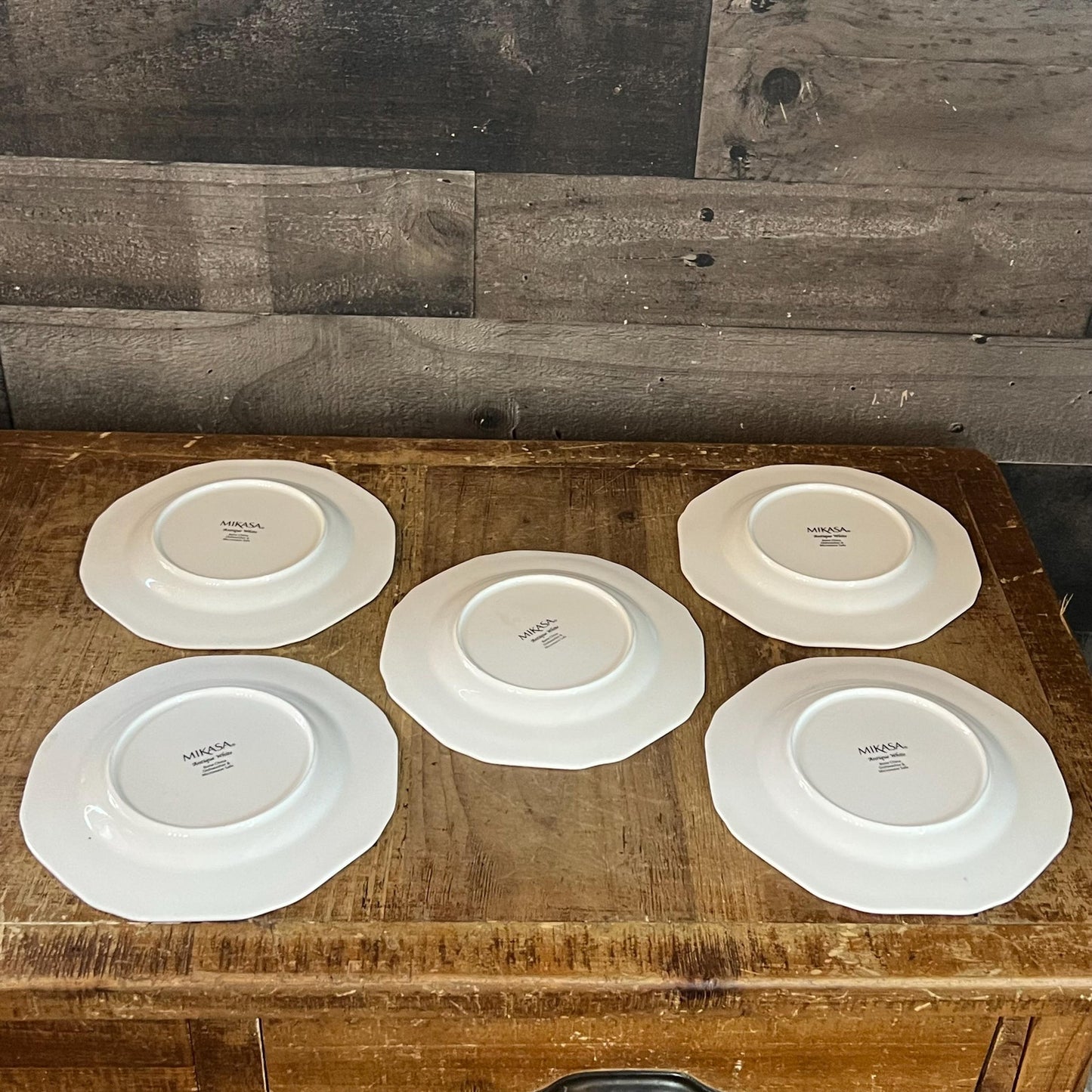 Set of 5 Mikasa Antique White Bone China Plates