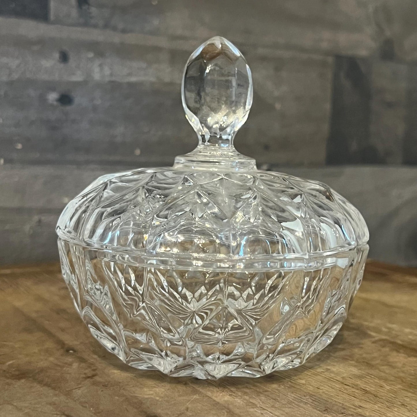 Vintage Crystal Lidded Trinket Dish