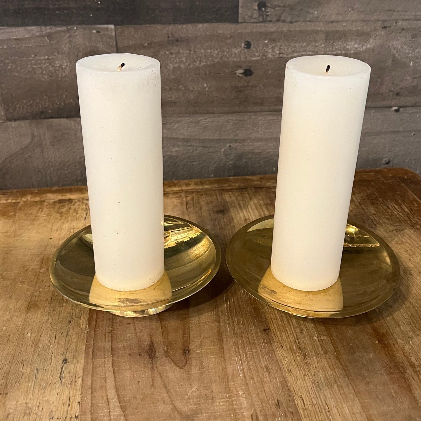 Pair of RIH Solid Brass Pillar Candle Holders