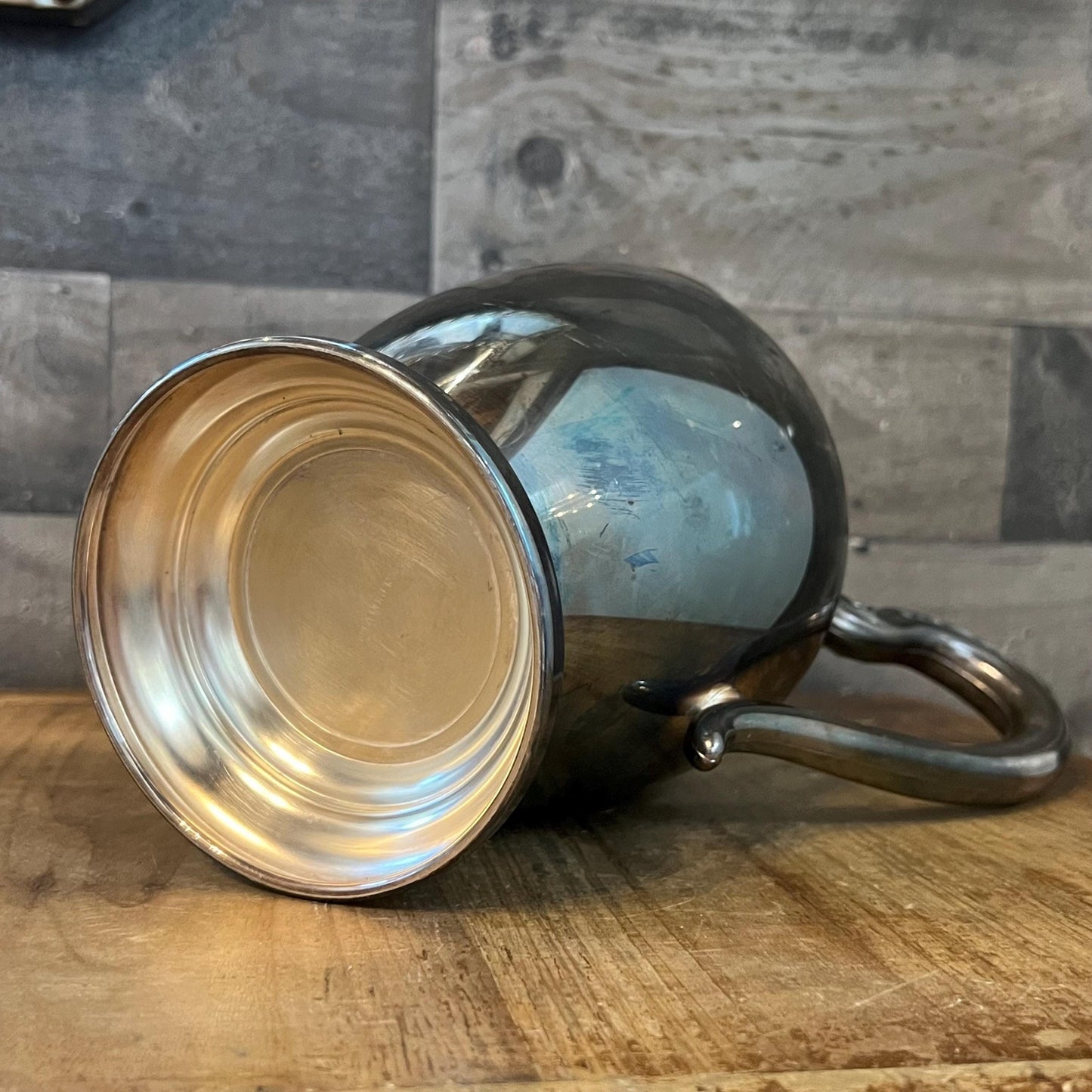 Vintage WM A Rogers Silverplated Handled Pitcher with Ice Catch