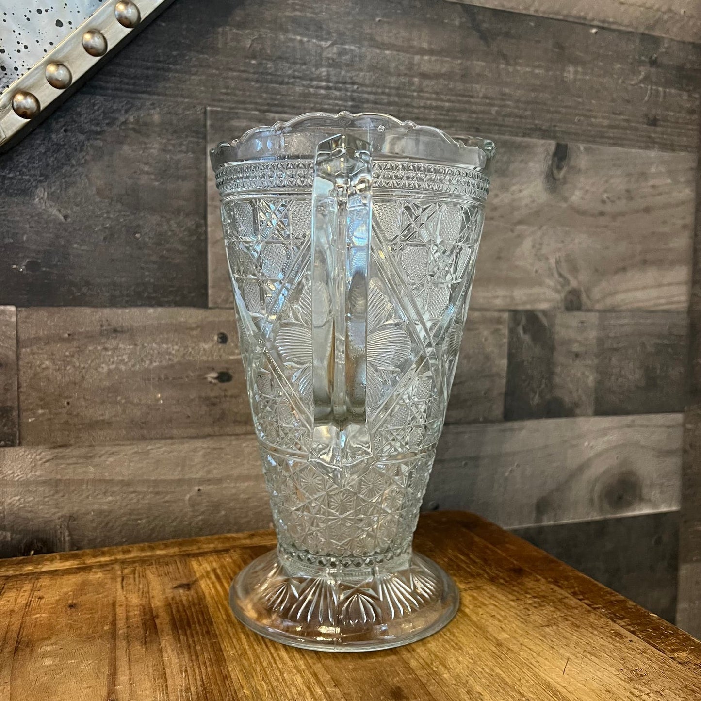 Vintage Rayed Flower EAPG Pitcher