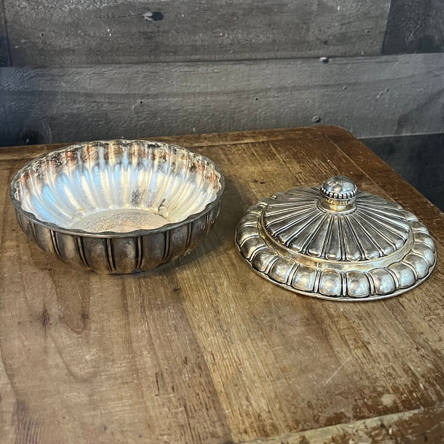 Vintage Silverplated Lidded Trinket Dish / Trinket Box