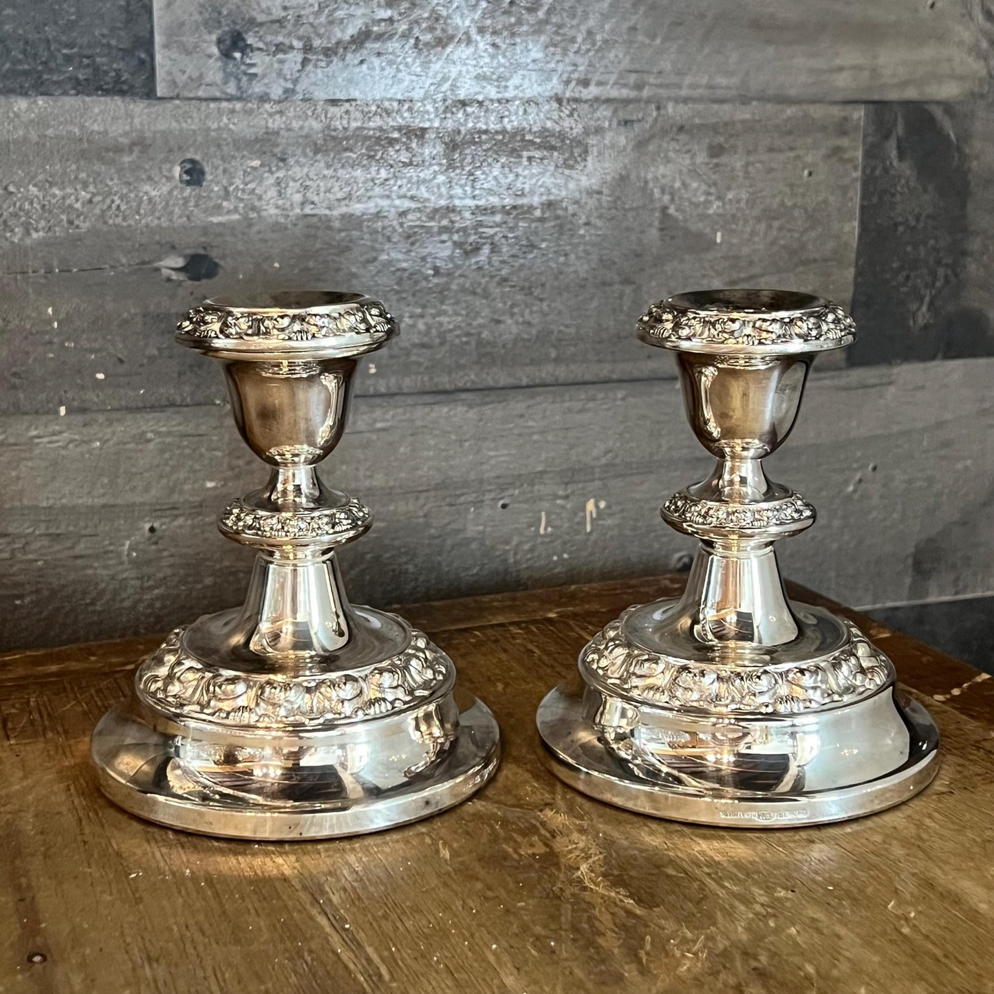 Vintage Silverplated Ianthe Georgian Style Candlestick Holders - Pair