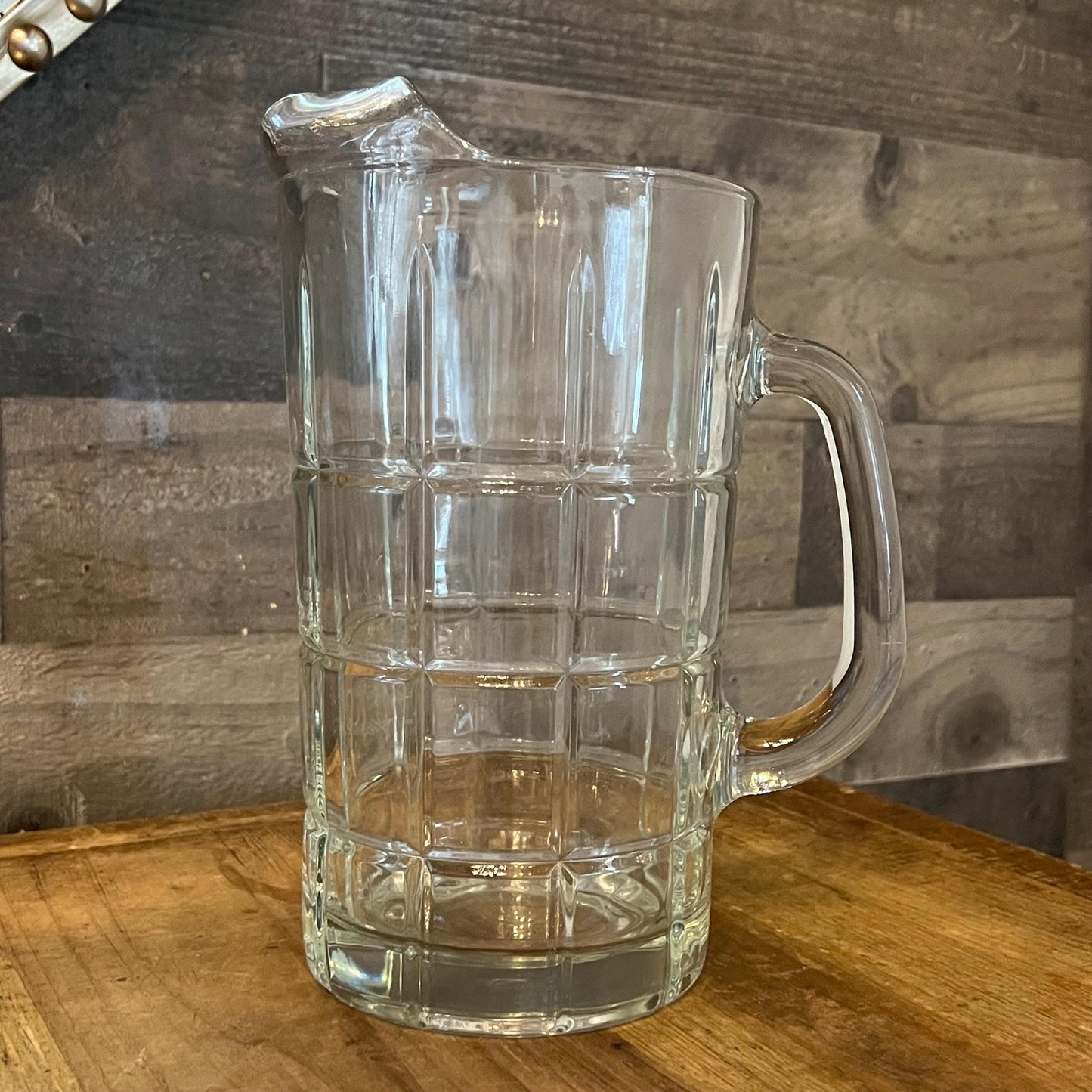 Vintage Anchor Hocking Tartan Manchester Clear Glass Pitcher