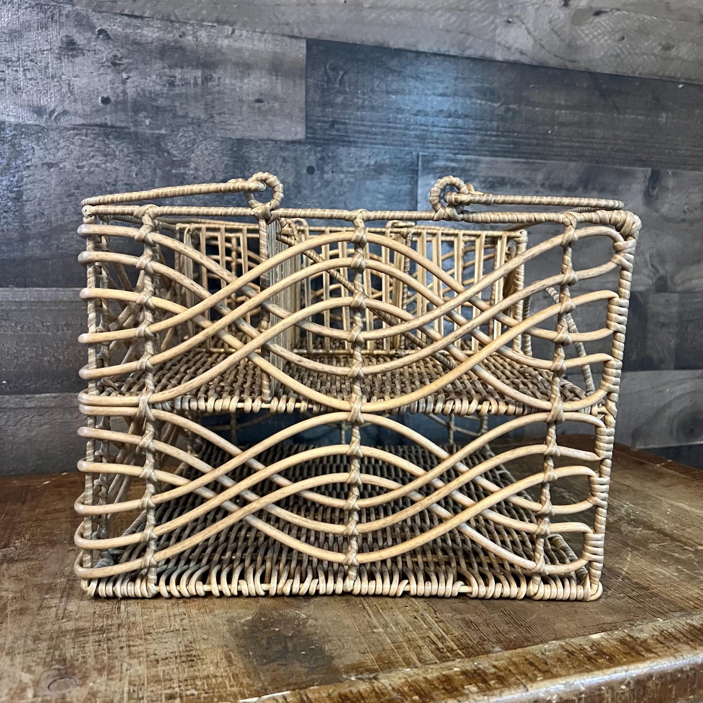Woven Rattan Picnic Caddy