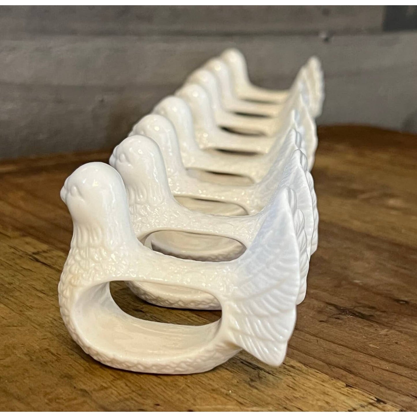 Stafford white porcelain bird napkin holders - set of 8