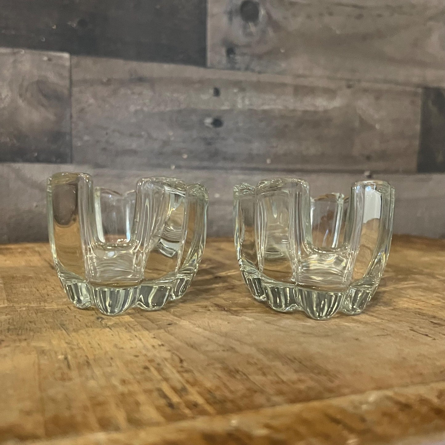 Princess House Crystal Pair of Scallop Rim Spoon Holder - Utensil Rest