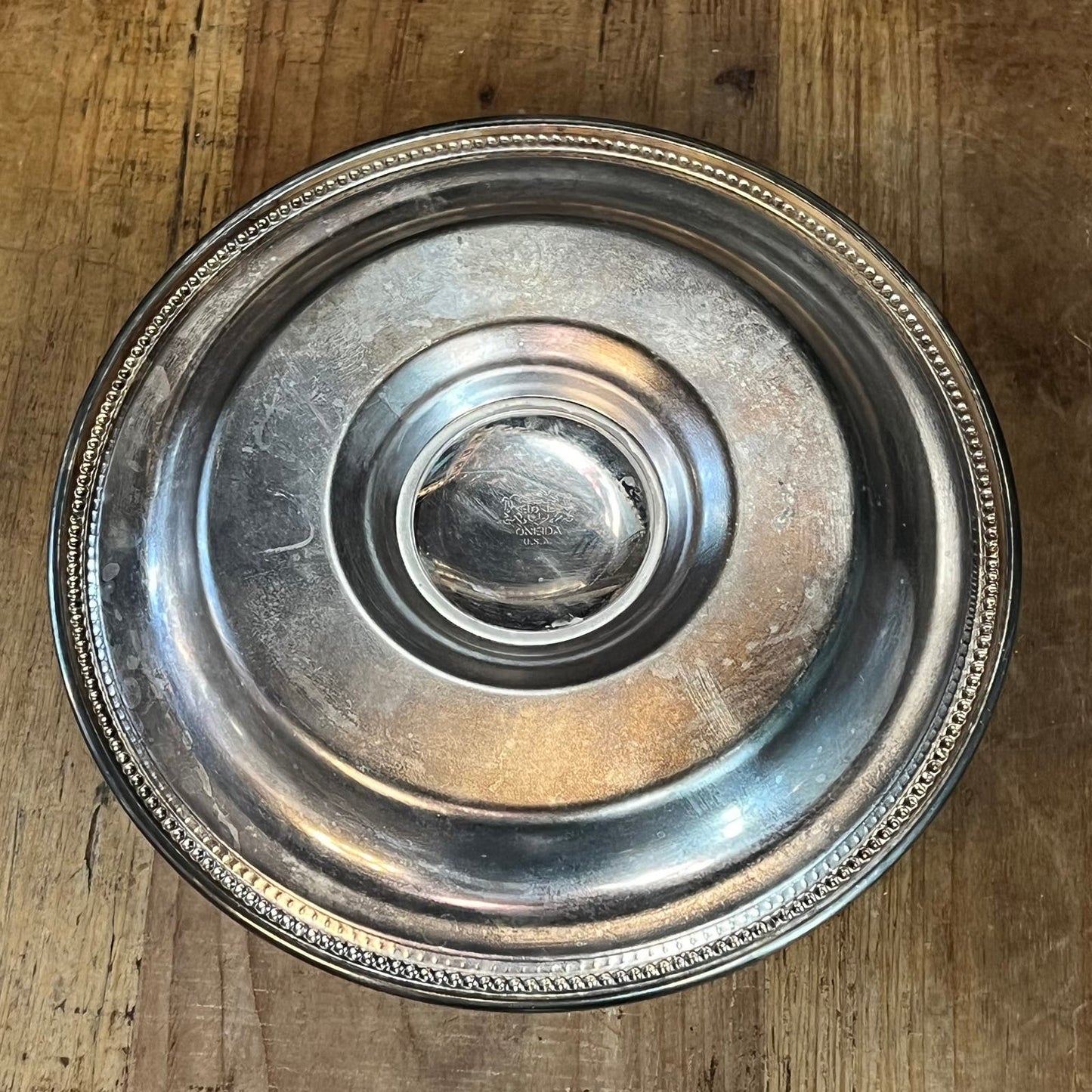 Vintage Oneida Silverplated Bowl with Attached Plate