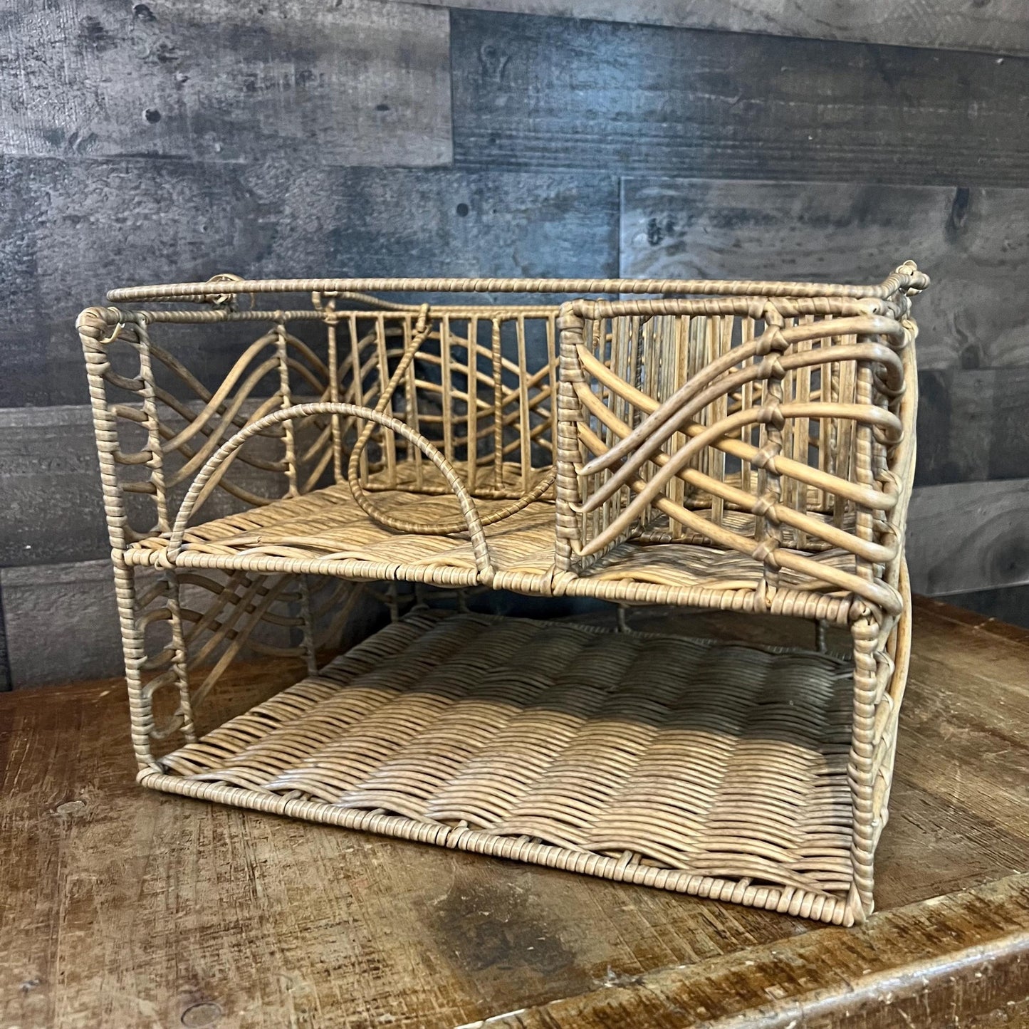 Woven Rattan Picnic Caddy