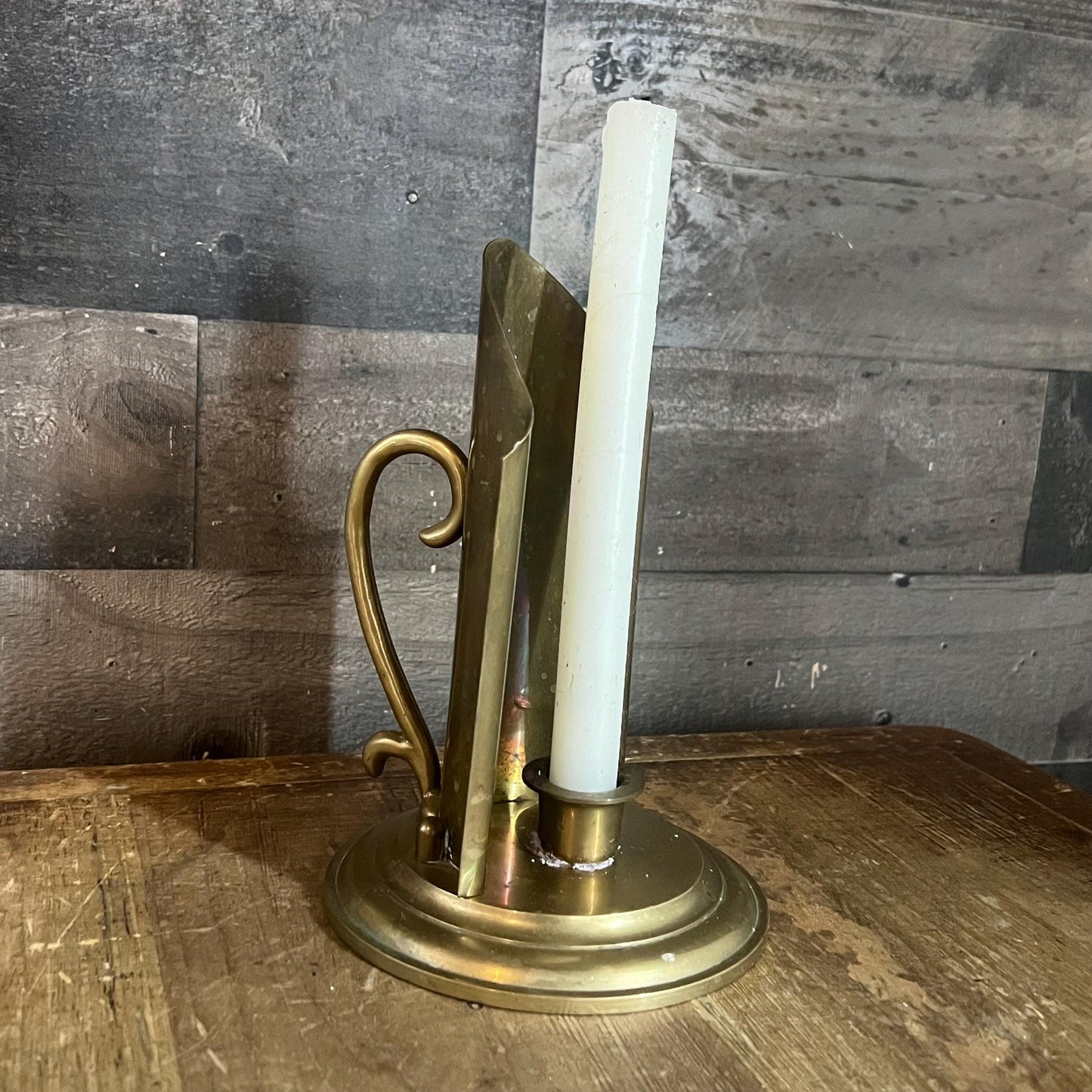 Vintage Brass Handled Candlestick Holder
