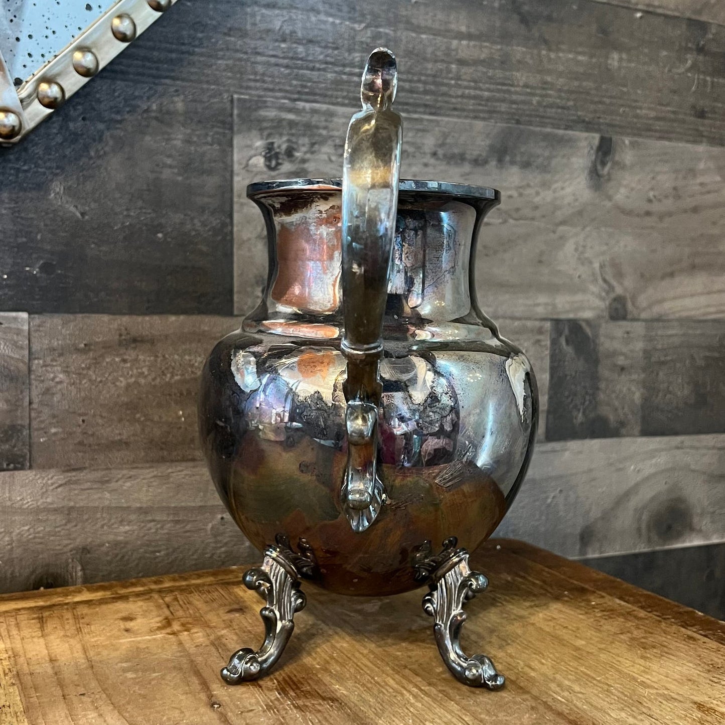Vintage Birmingham Silver Company Silver on Copper Footed Pitcher