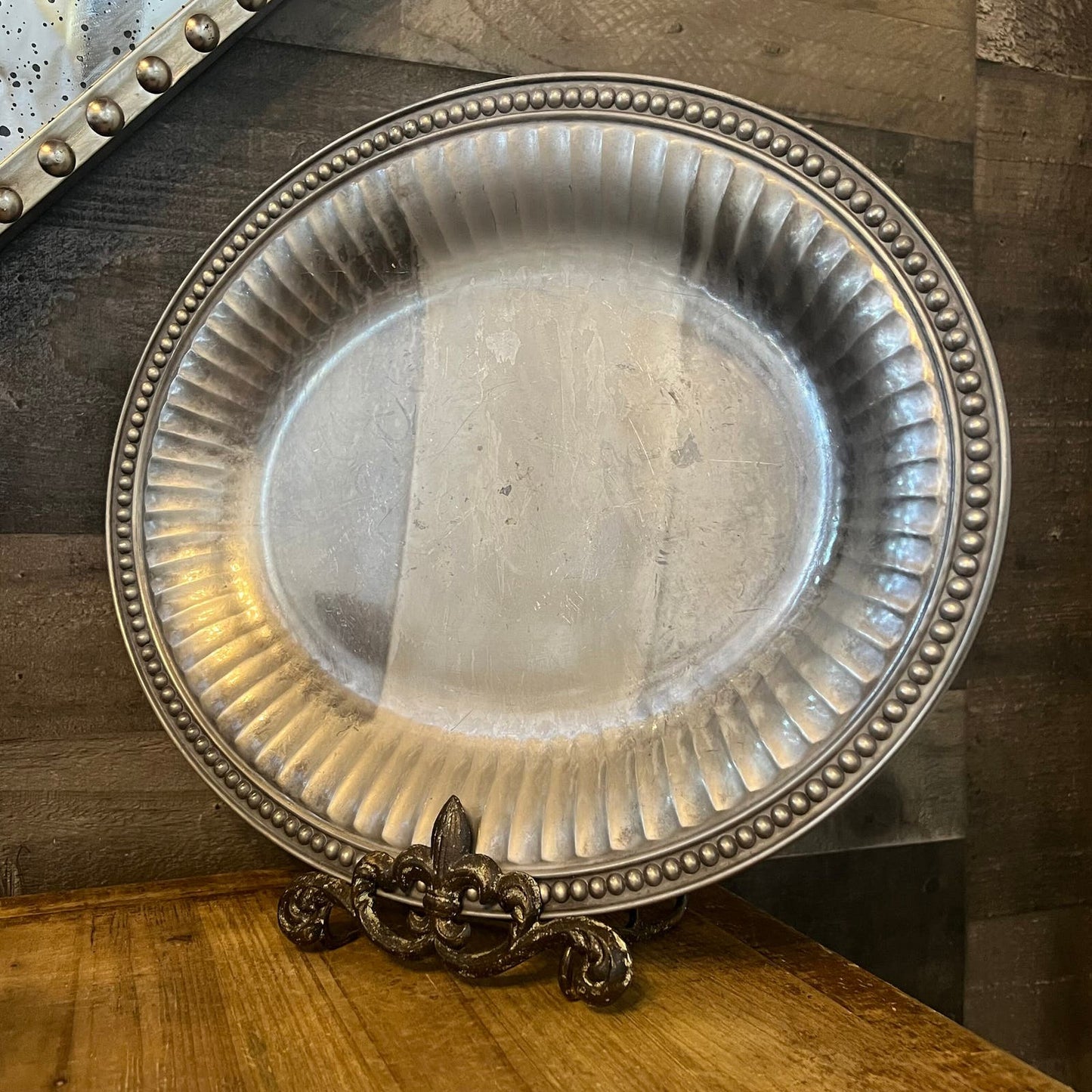 Wilton Armetale Flutes and Pearls Oval Serving Tray