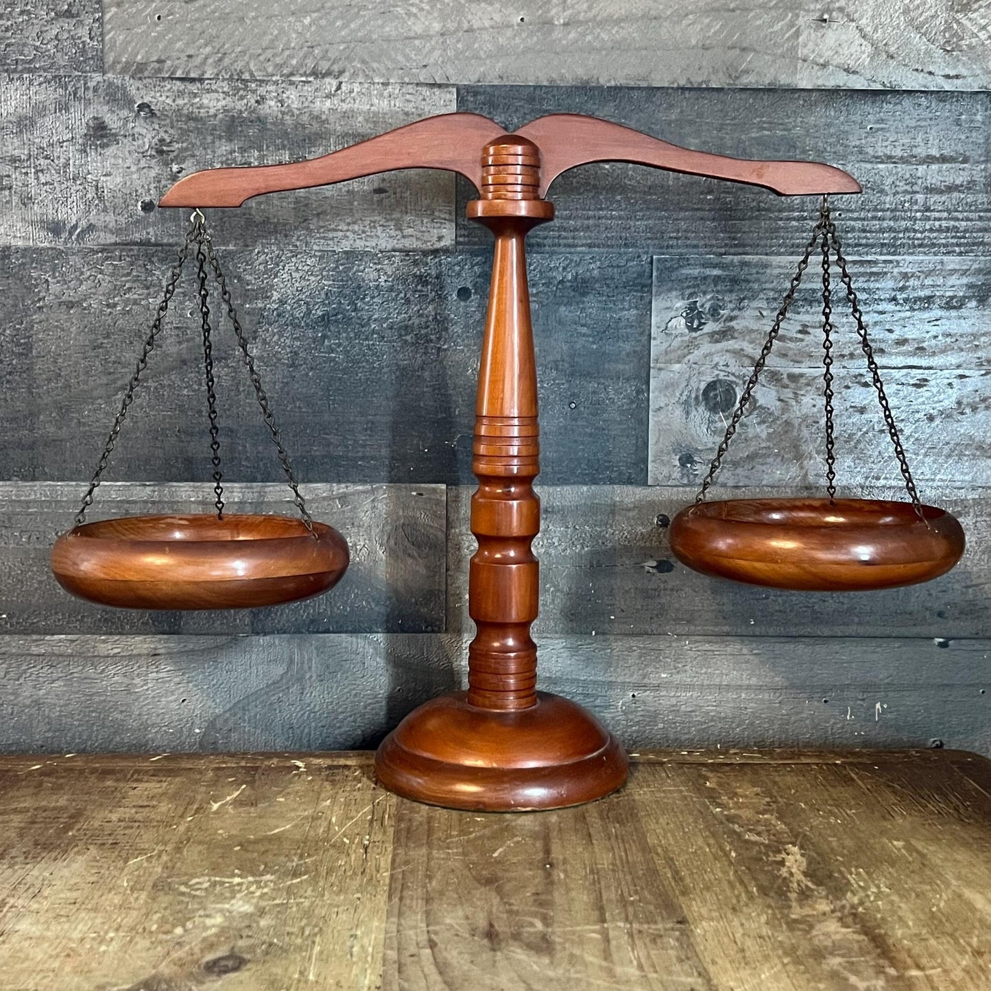 Vintage Wooden Balance Scale - Scale of Justice - Libra Scale