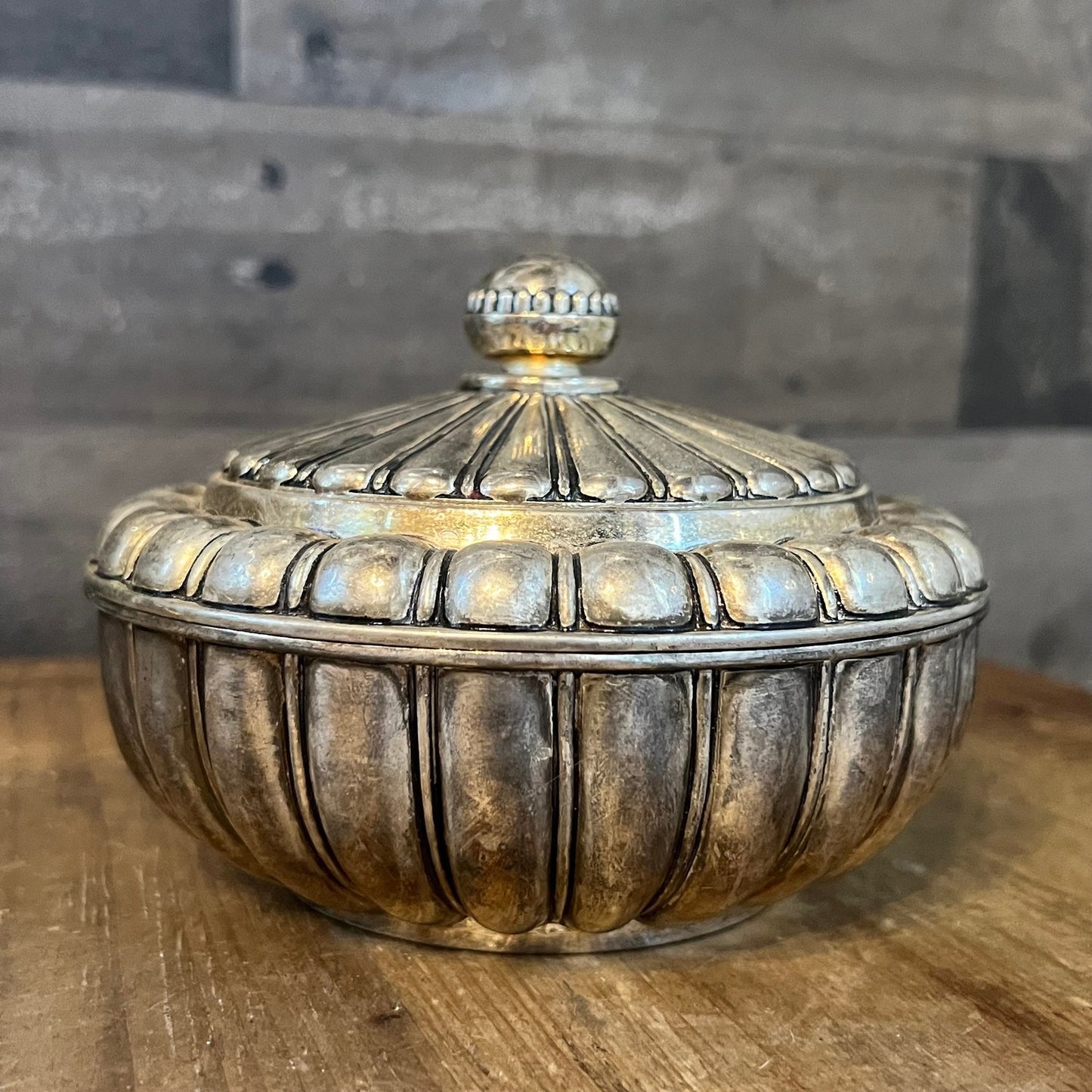 Vintage Silverplated Lidded Trinket Dish / Trinket Box