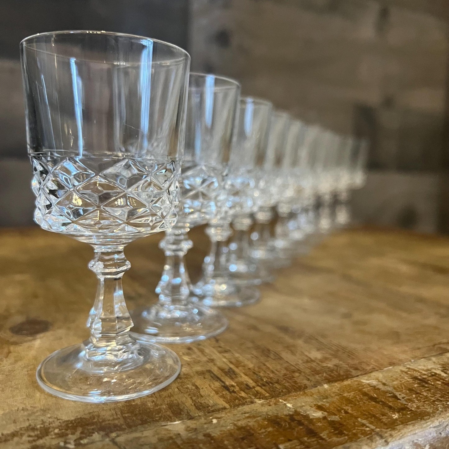 Cristal D’Arques-Durand Diamond Pattern Cordial Glasses - Set of 10