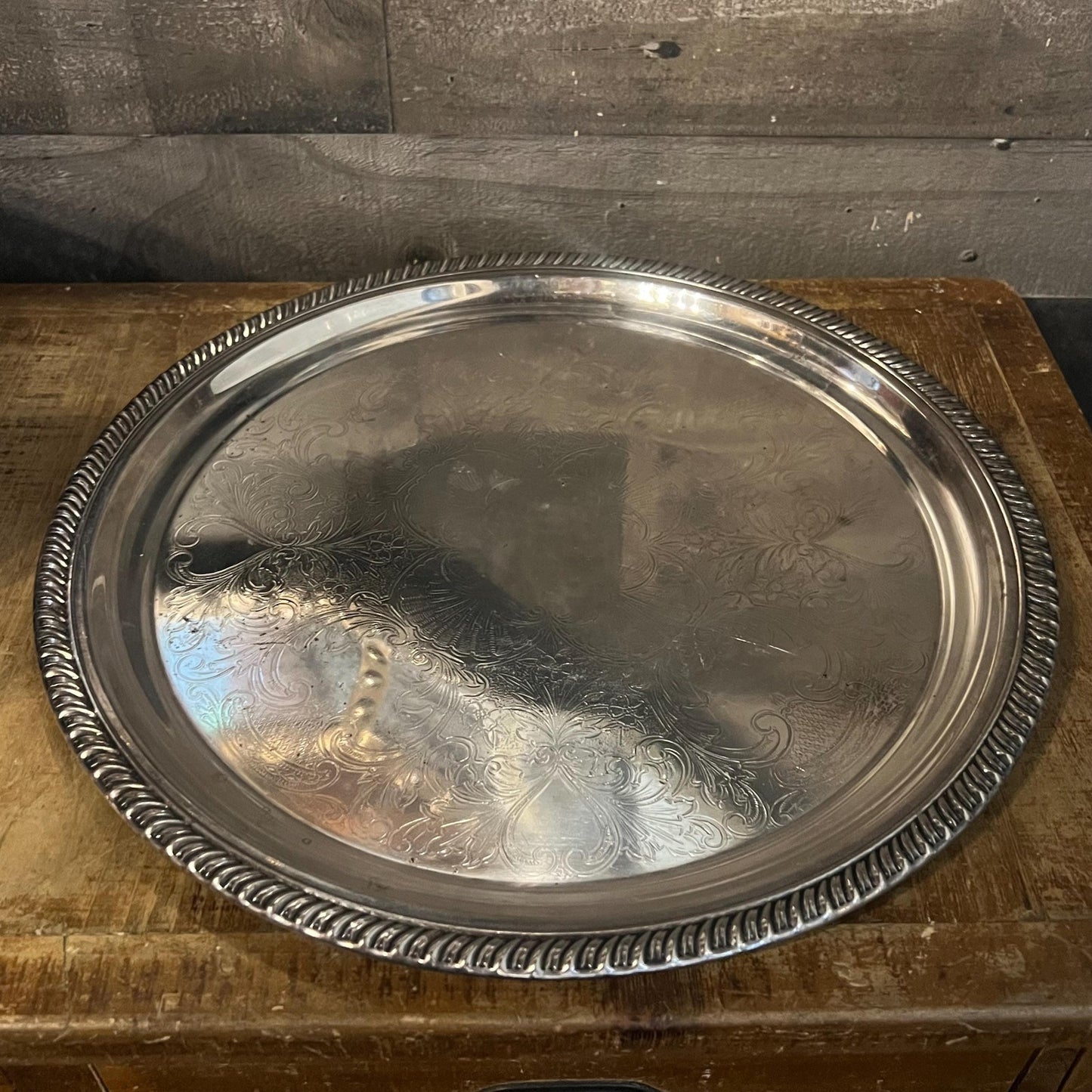 Vintage Silverplated Round Tray