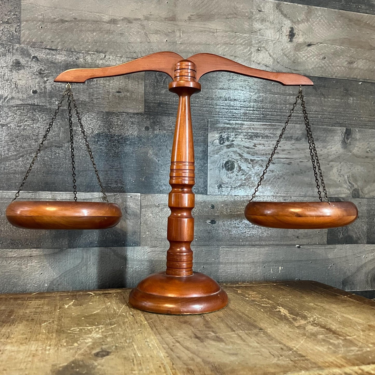 Vintage Wooden Balance Scale - Scale of Justice - Libra Scale