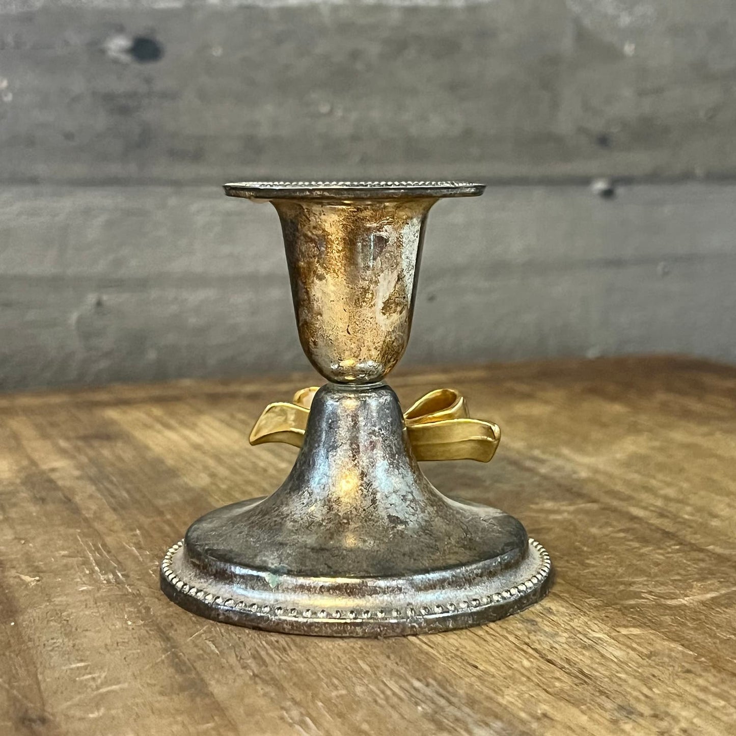 Vintage Silverplated Bow Candlestick Holder