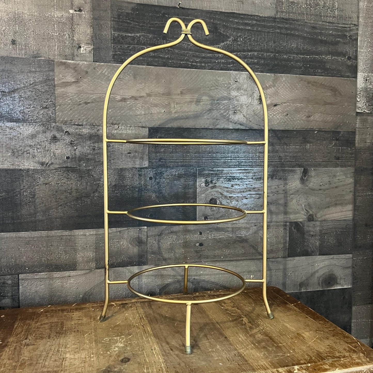 Gold Tone 3 Tier Plate Rack - Pie Rack - Dessert Stand