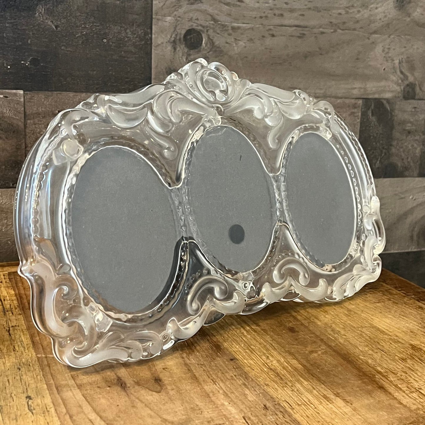 Vintage Mikasa Crystal Princess Triple Oval Table Picture Frame