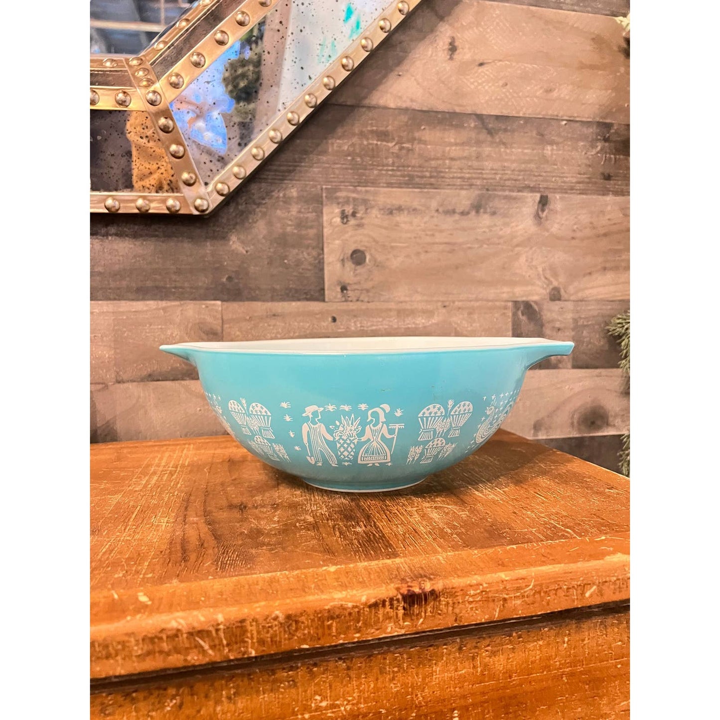 Pyrex turquoise butterprint Cinderella mixing bowl set - 444 4 QT - 442 1 1/2 QT - 441 1 1/2 PT
