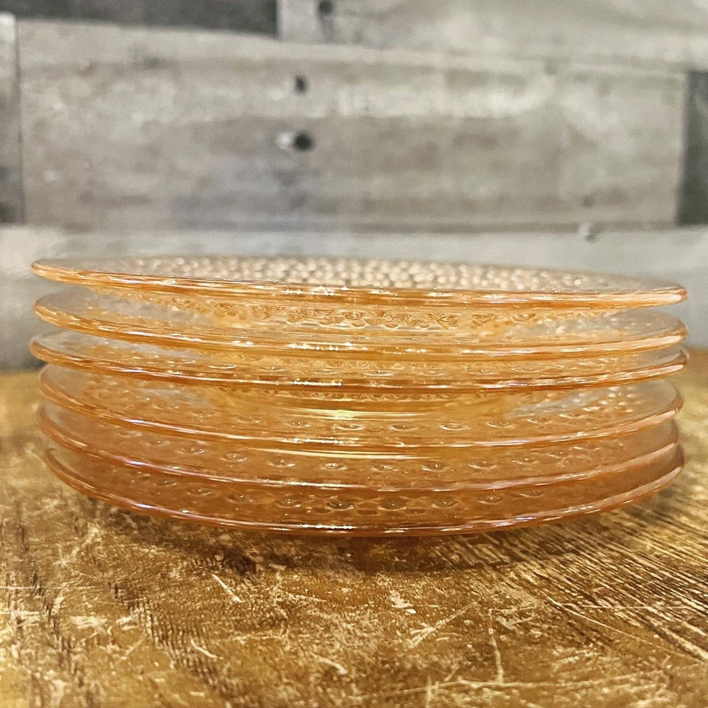 Vintage set of 6 anchor hocking pink depression glass hobnail small plates