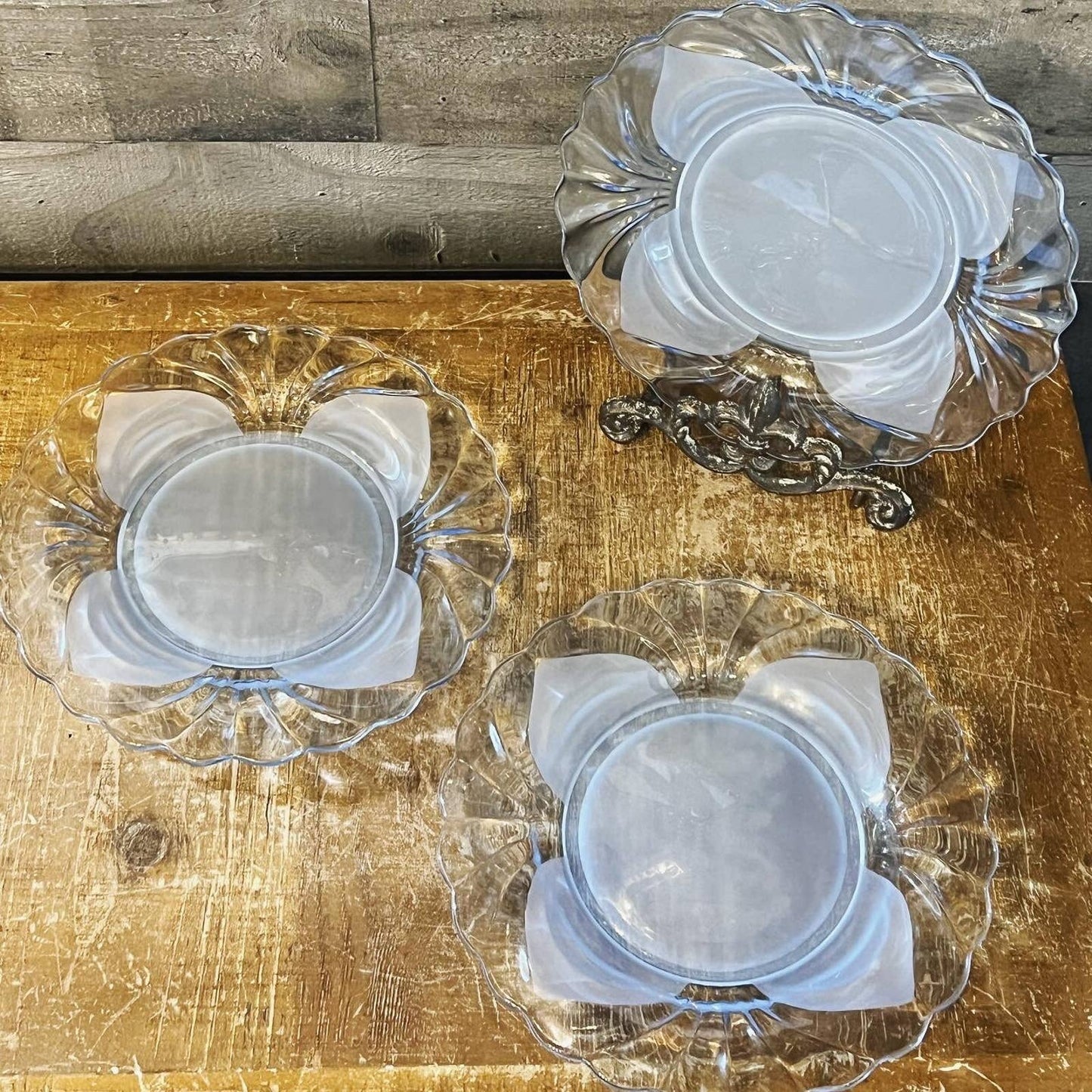 Cambridge Caprice moonlight blue alpine salad plates - set of 3 - elegant dining - blue glass - classy tabletop - tea party - dessert plate