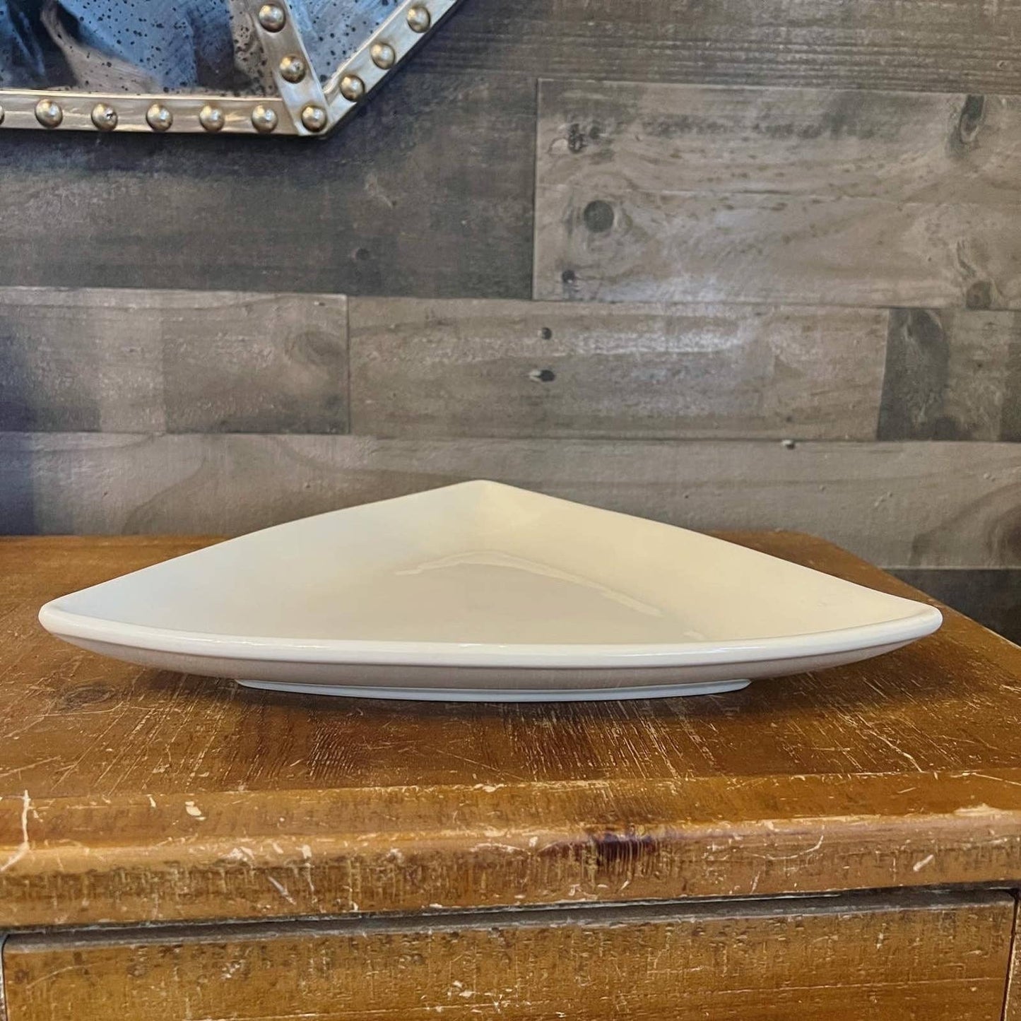Vintage Tuxton heavy ceramic triangle plate - display tray - table centerpiece - cookie tray